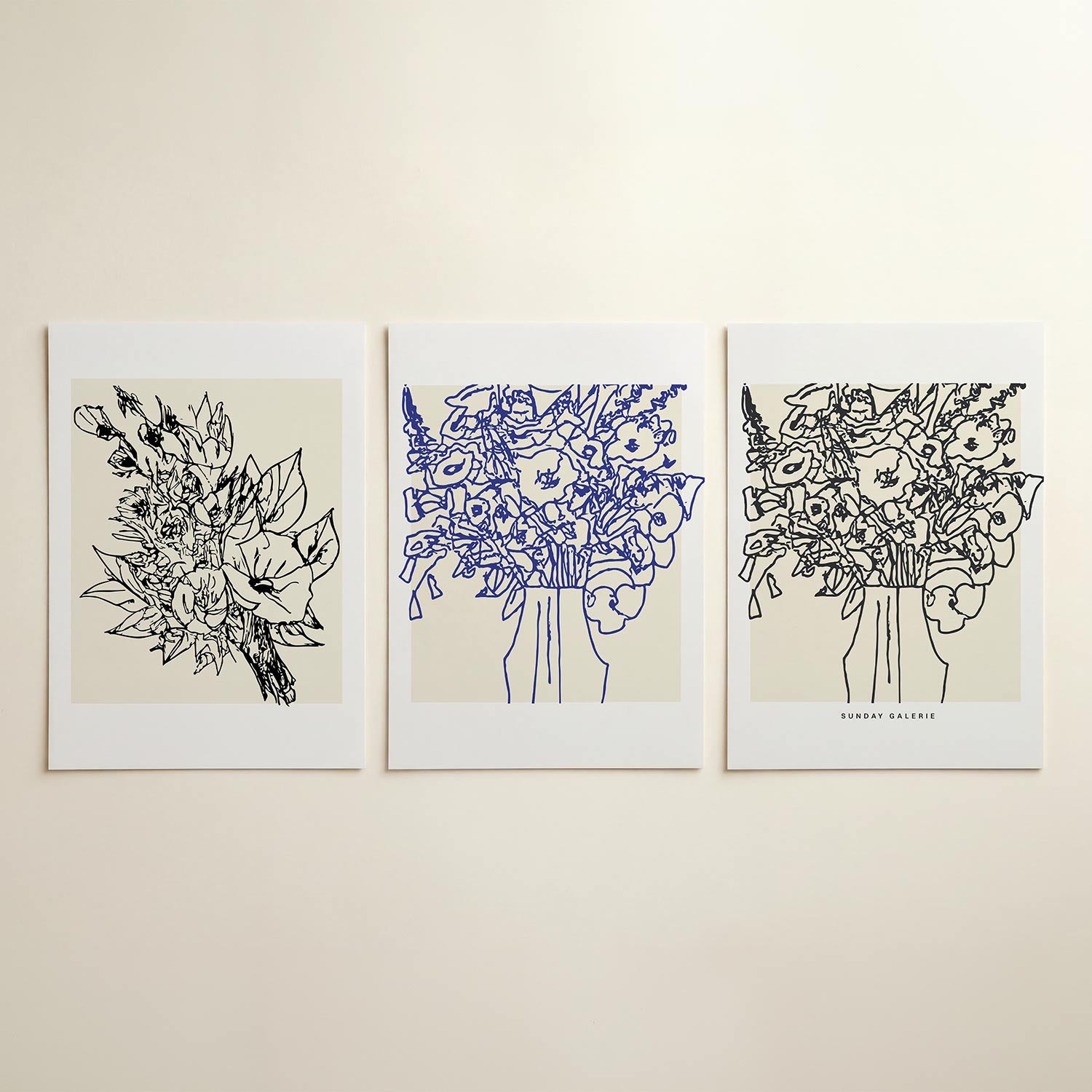 Lijnenspel bloemen Posterset