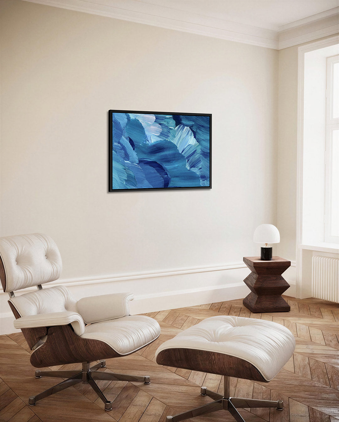 Golvende blauwe bewegingen Kunstwerk