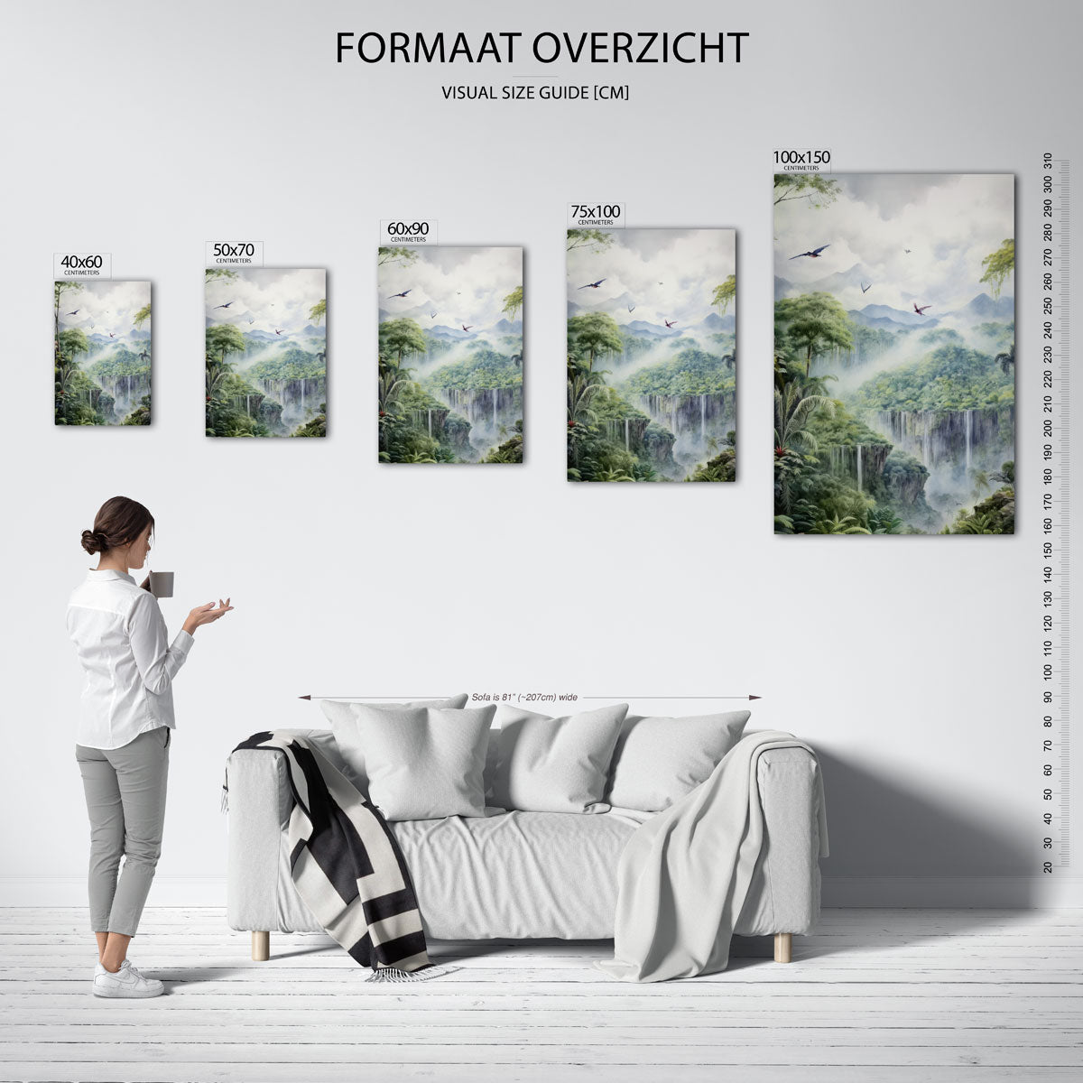 Vogels in weelderig landschap Kunstwerk