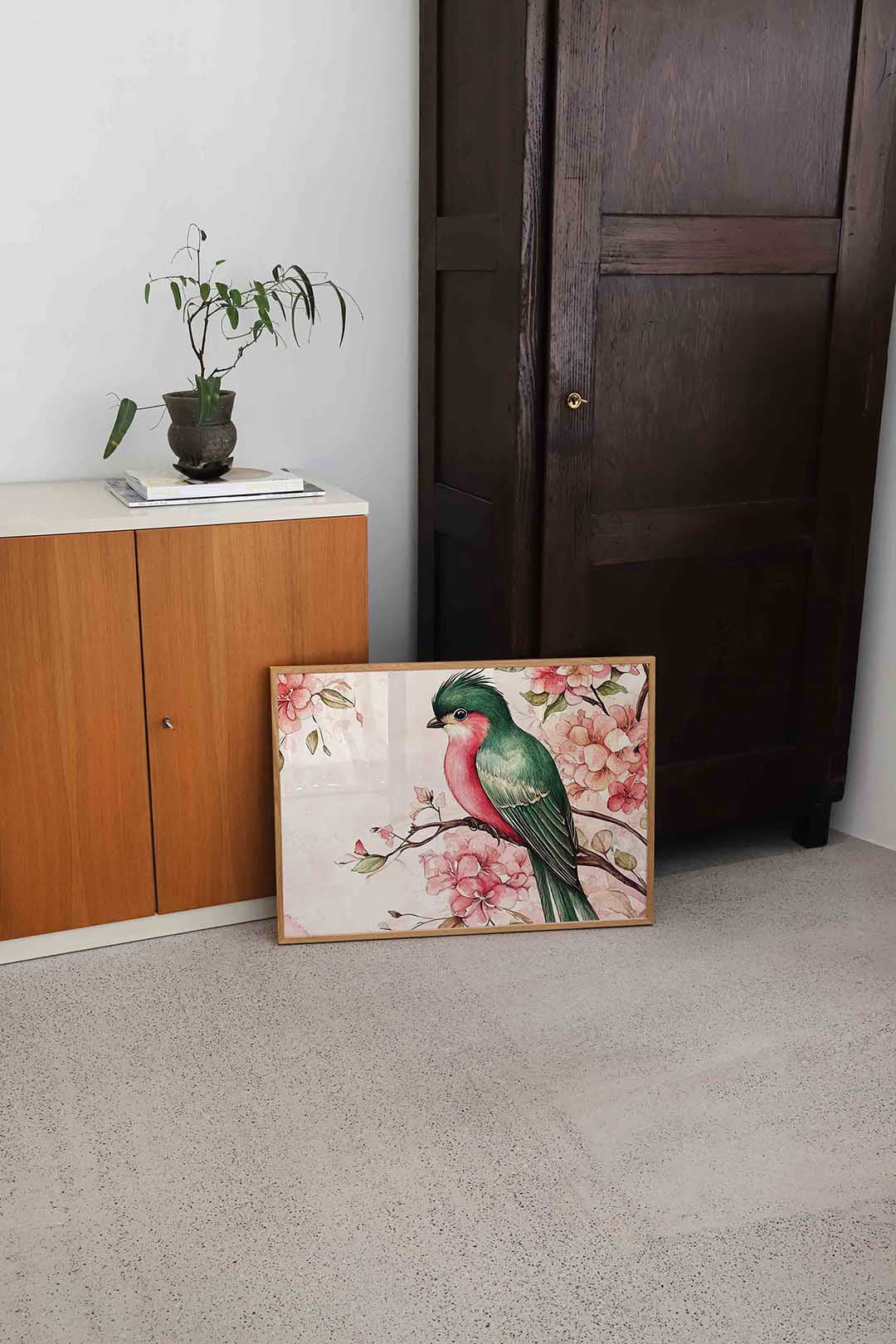 Vogel en bloemen Poster