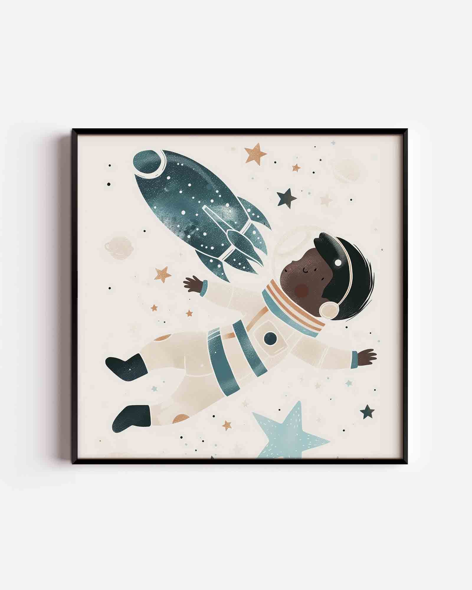 Astronaut en raket Poster