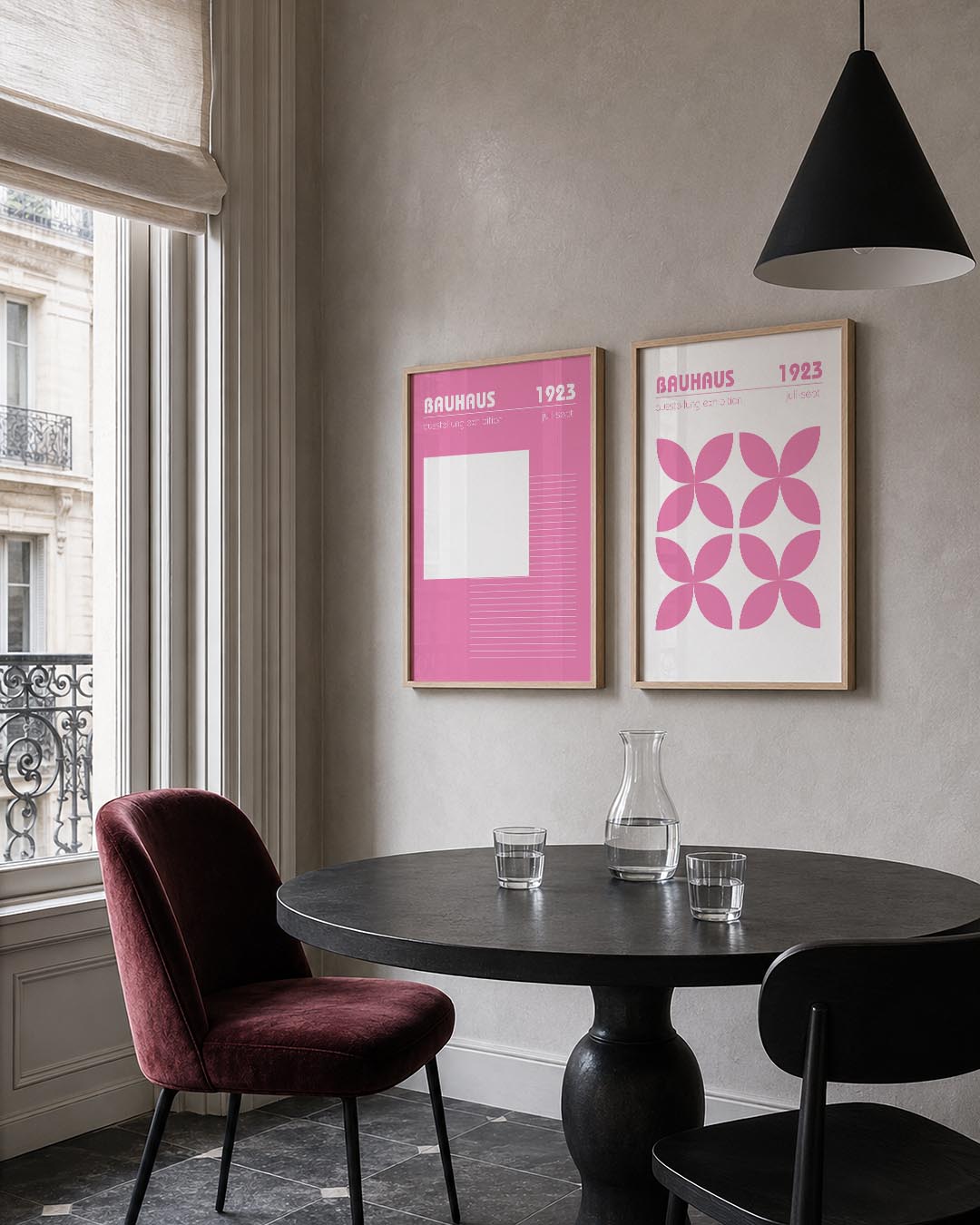 Roze lijnenstructuur Posterset