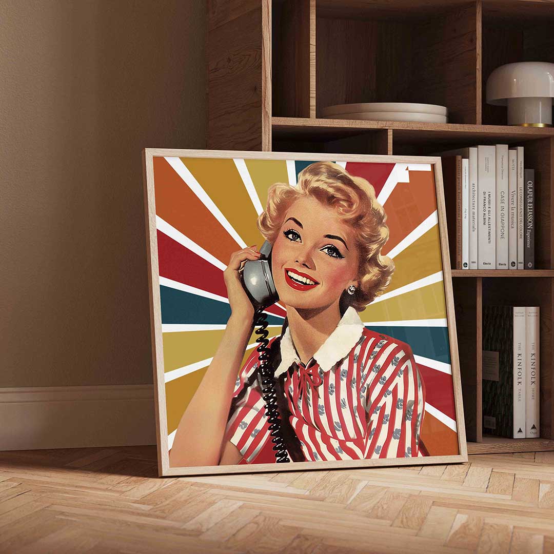 Vrouw met telefoon Poster