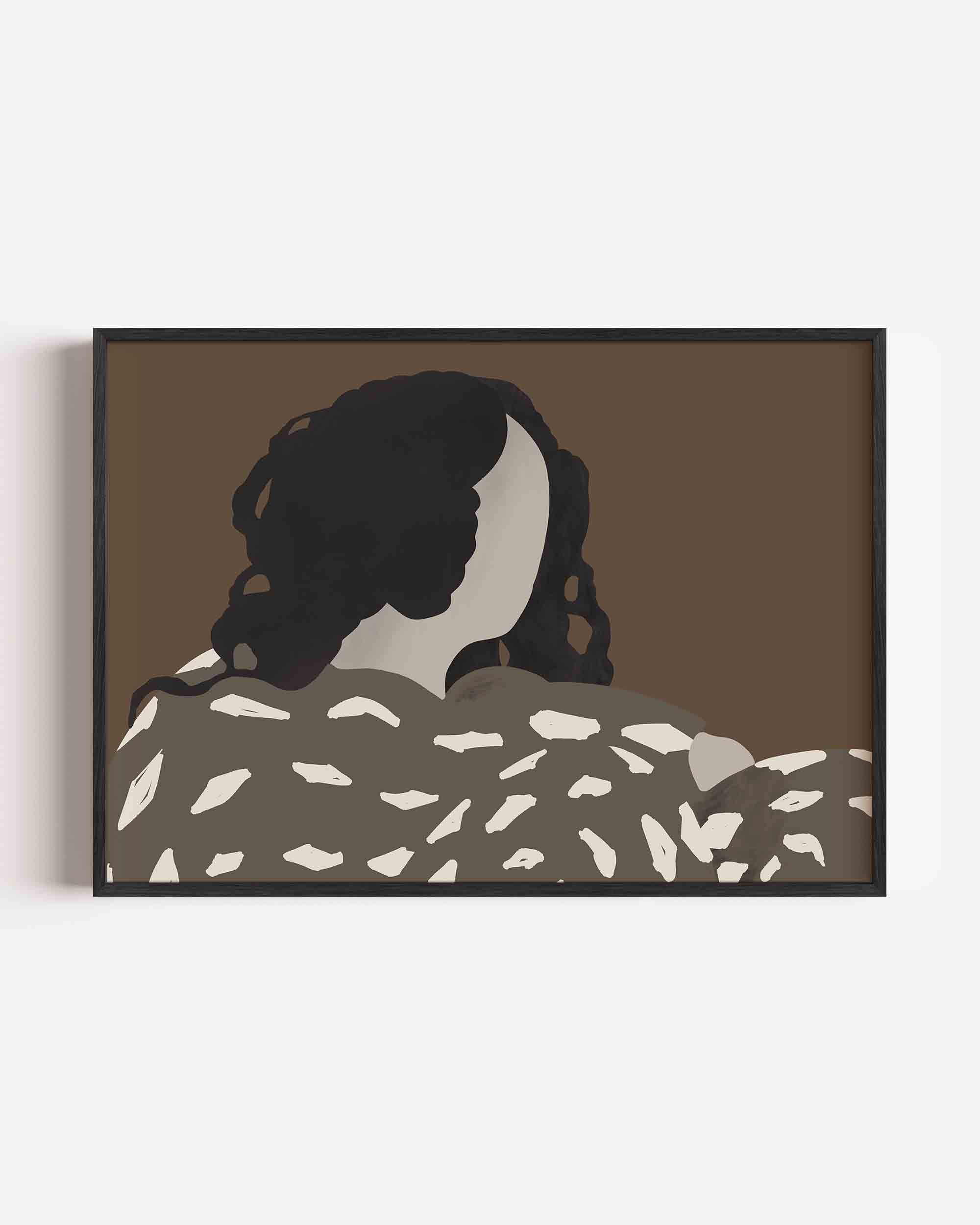 Vrouw met donkere krullen Poster