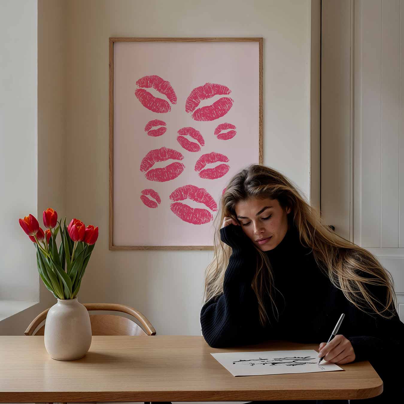 Speelse Lippenafdrukken Poster-WallArtistic