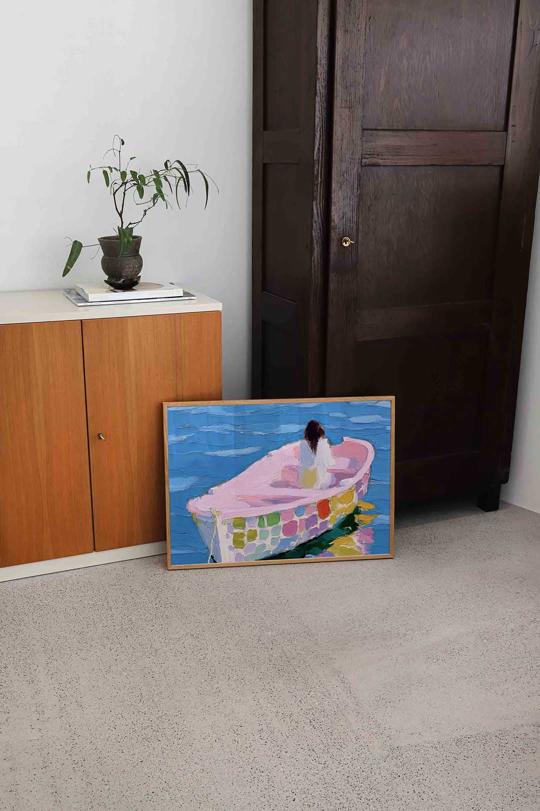 Vrouw in boot Poster