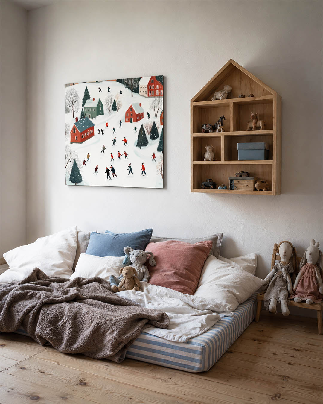 Winterse ijsschaatsers Kunstwerk