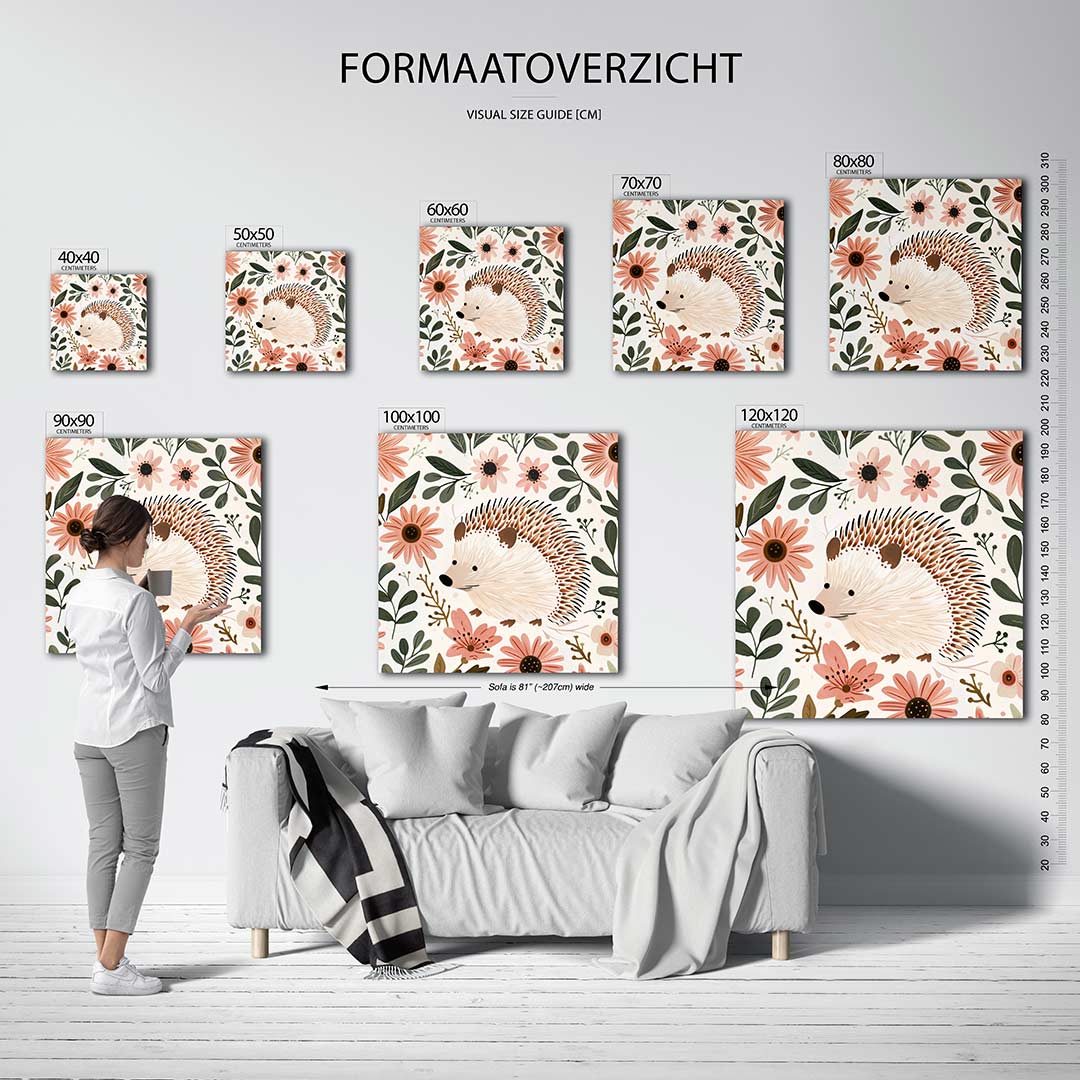 Bloemen en egel Kunstwerk