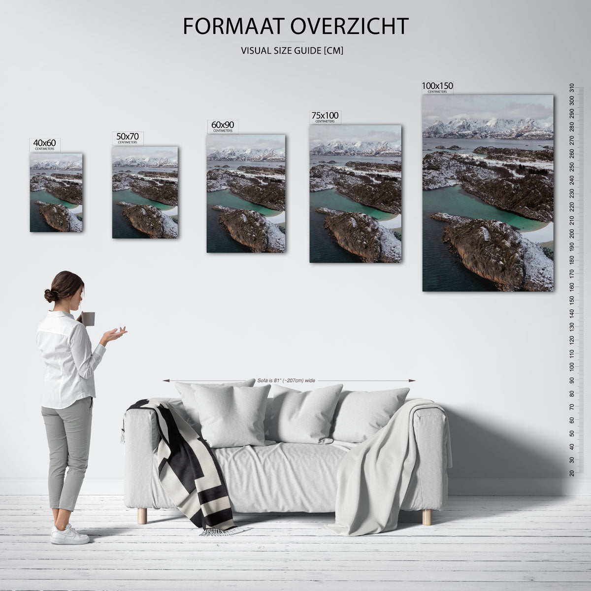 Berglandschap met sneeuw Kunstwerk
