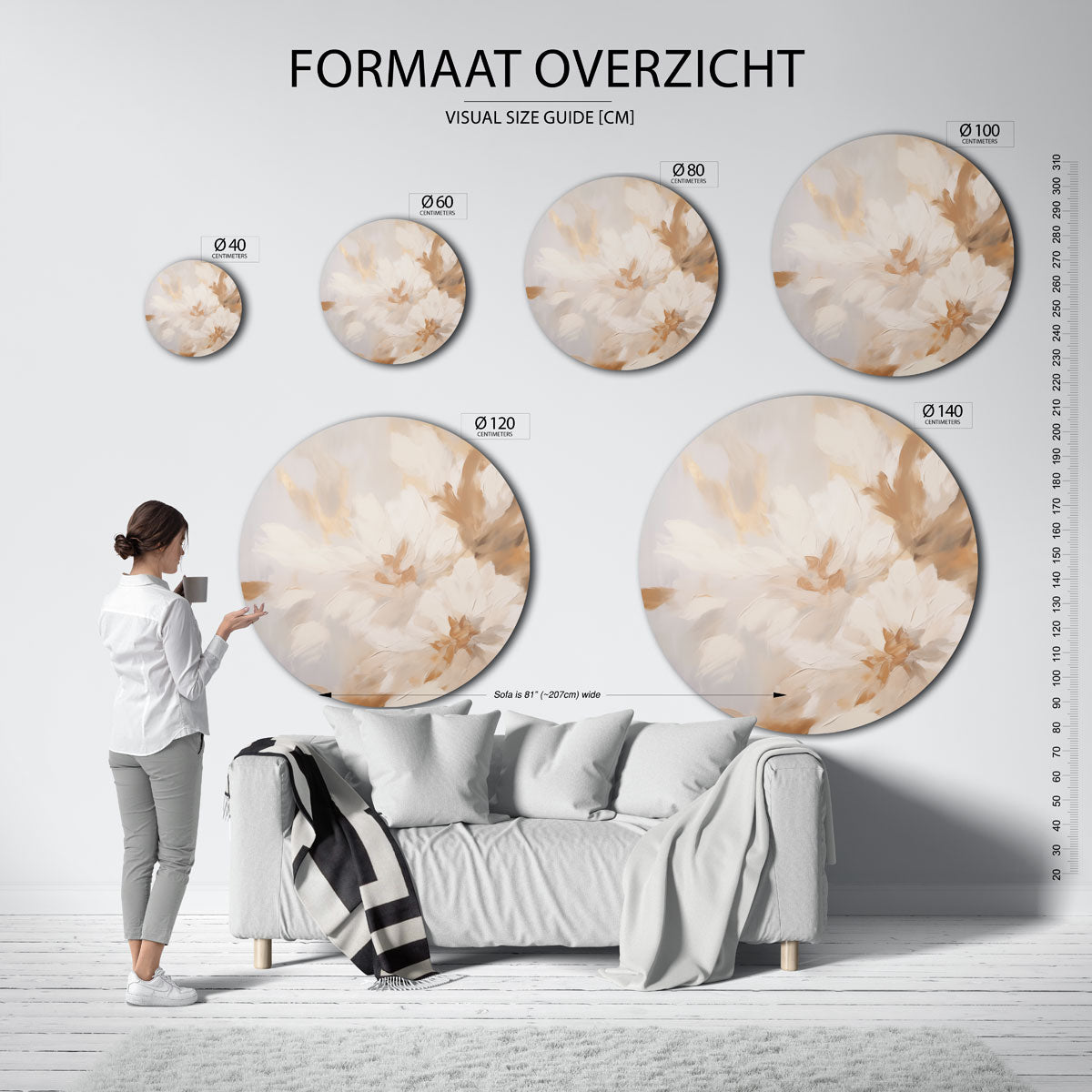 Bloemmotief Muurcirkel