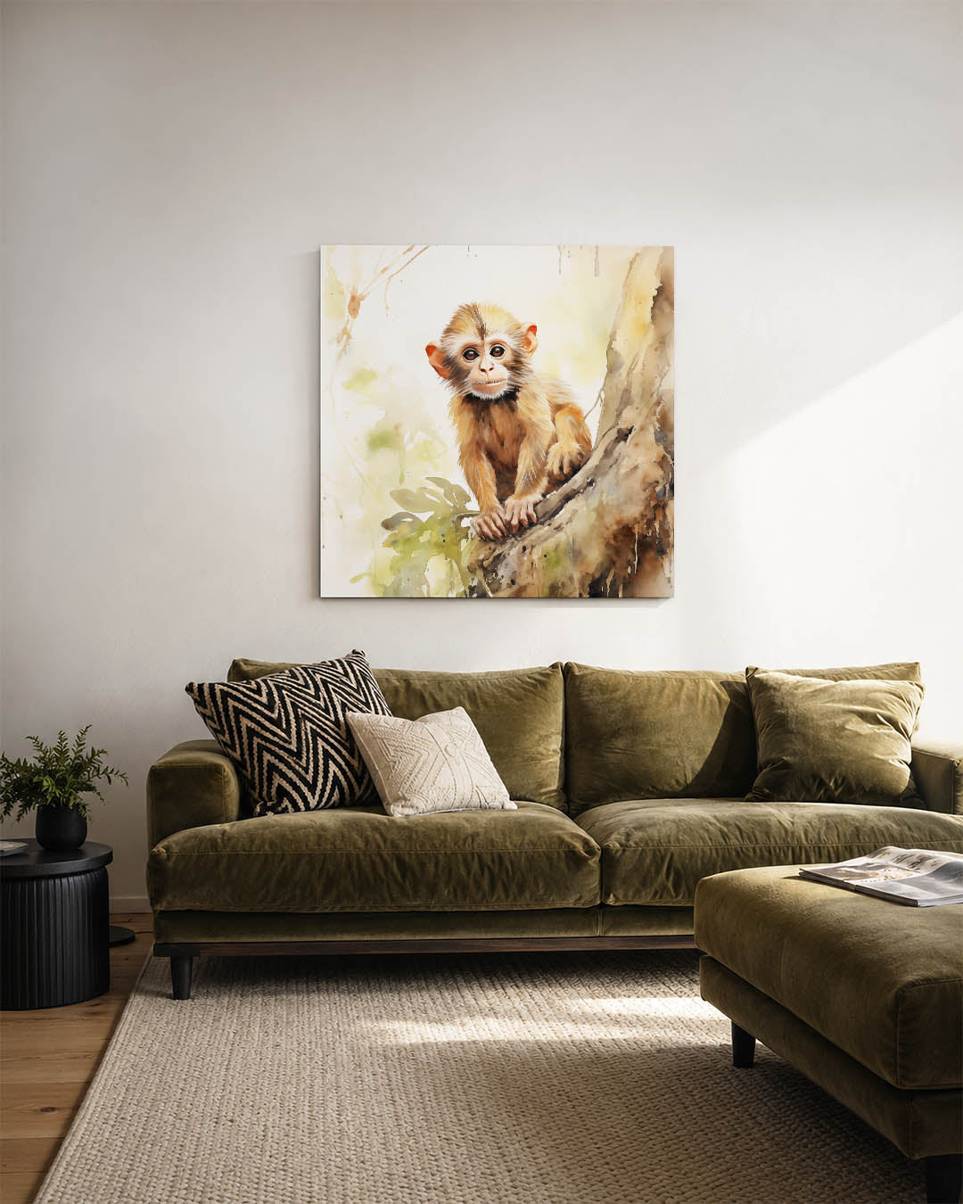 Jonge aap op boom Kunstwerk