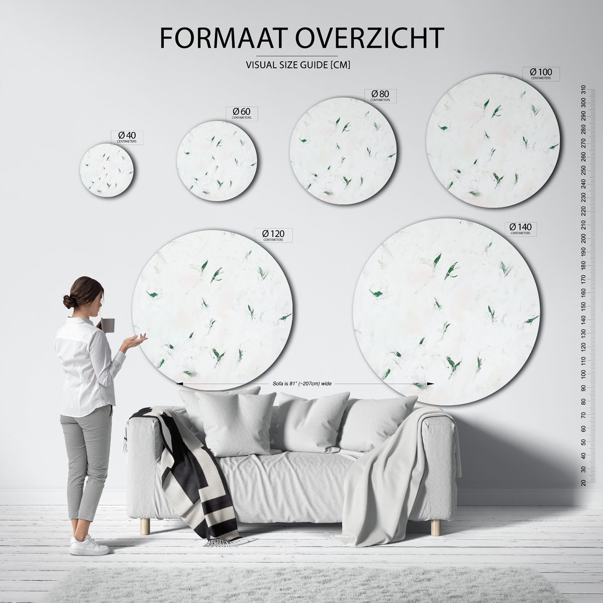 Groene accenten Muurcirkel