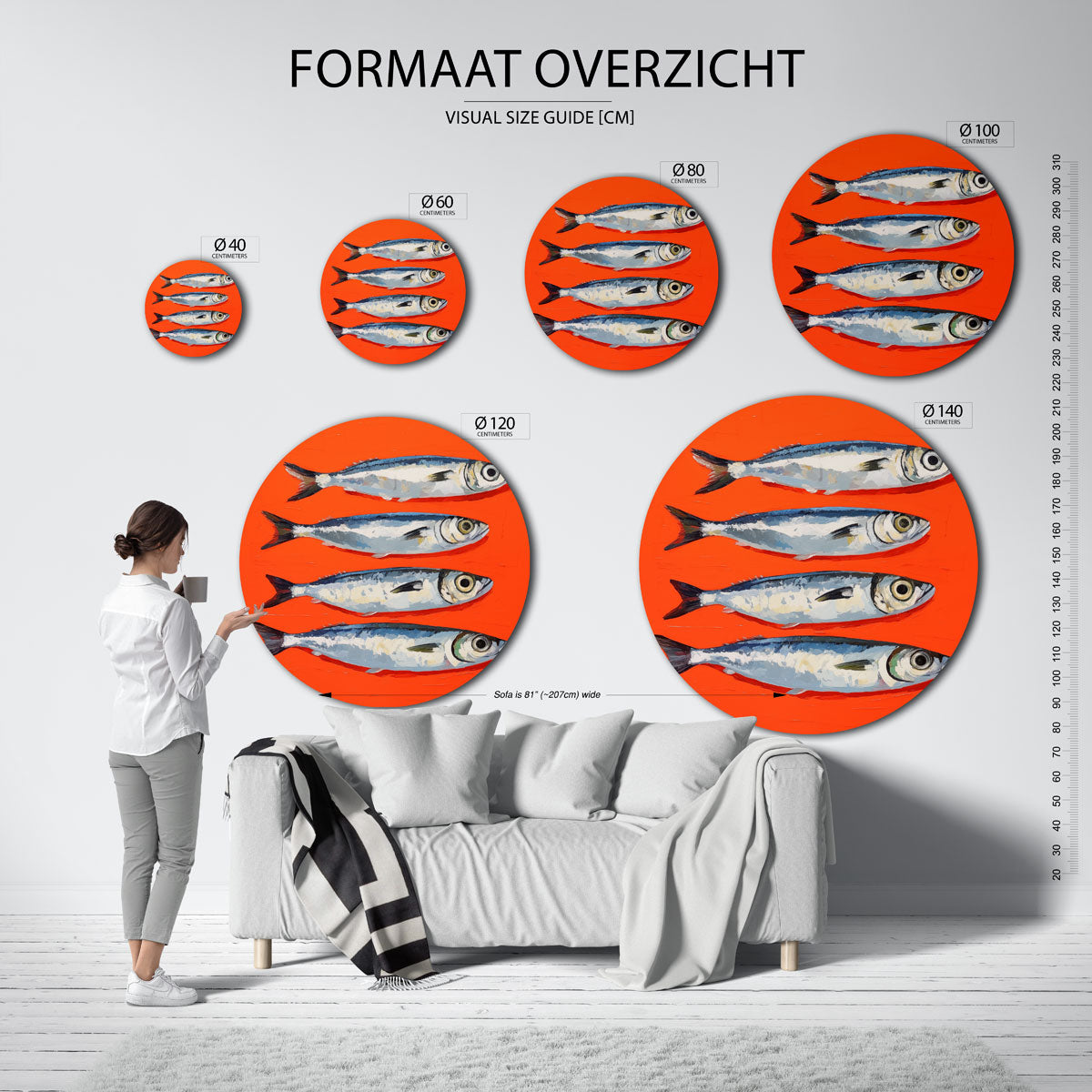Vissen op oranje Muurcirkel