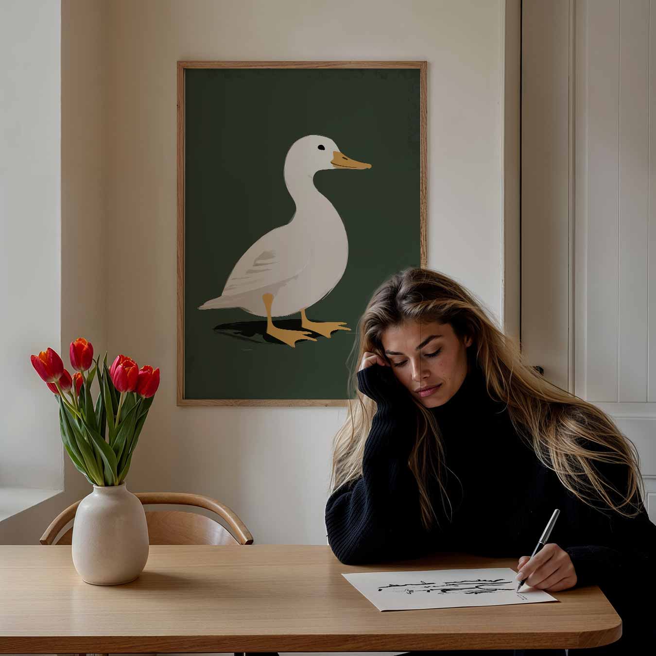 Elegante Eend Illustratie Poster-WallArtistic