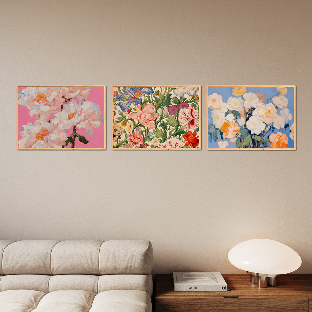 Bloemrijke kleurvlakken Posterset