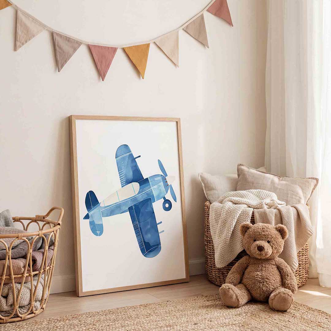 Vliegtuig in blauw Poster