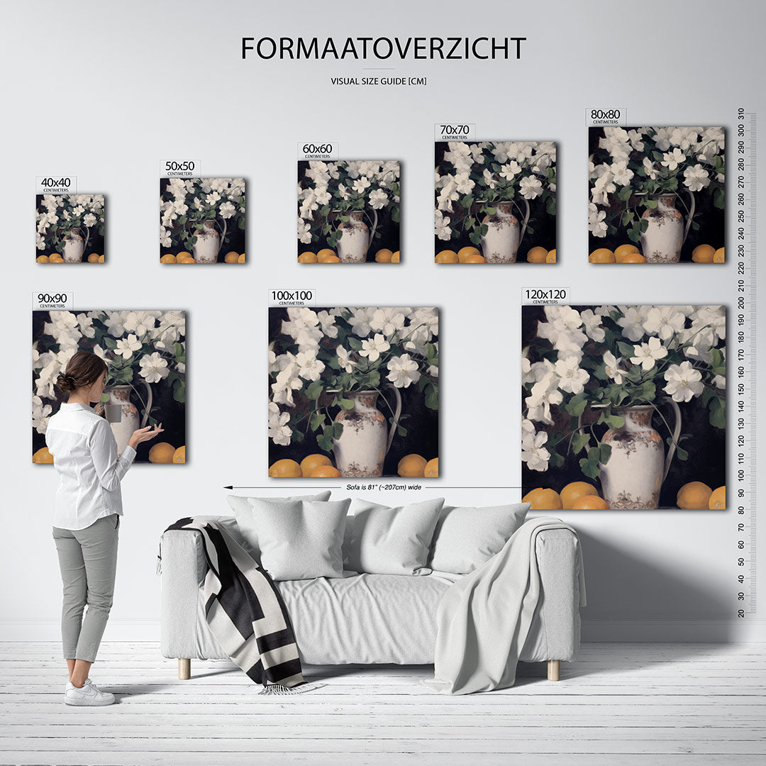 Bloemen en citrus Kunstwerk