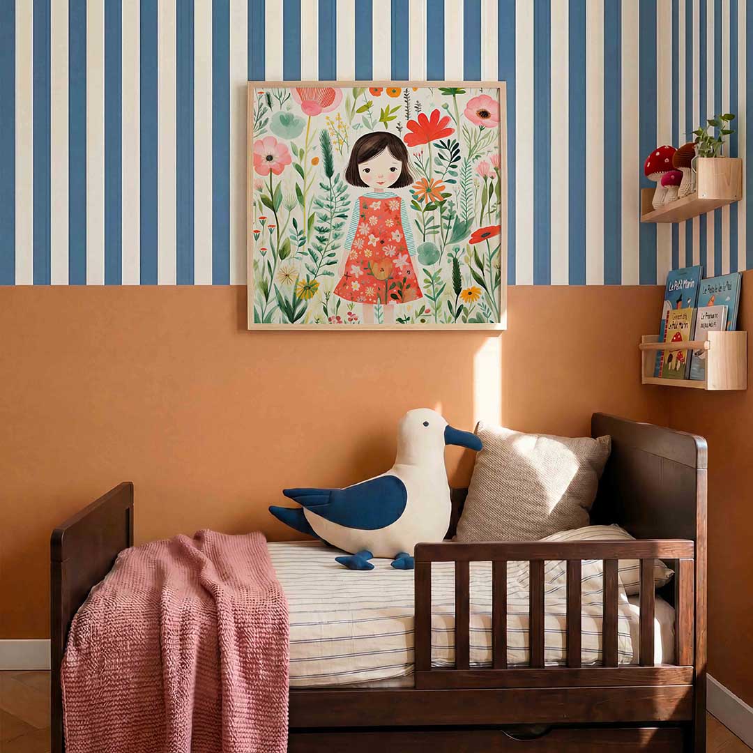 Meisje tussen bloemen Poster