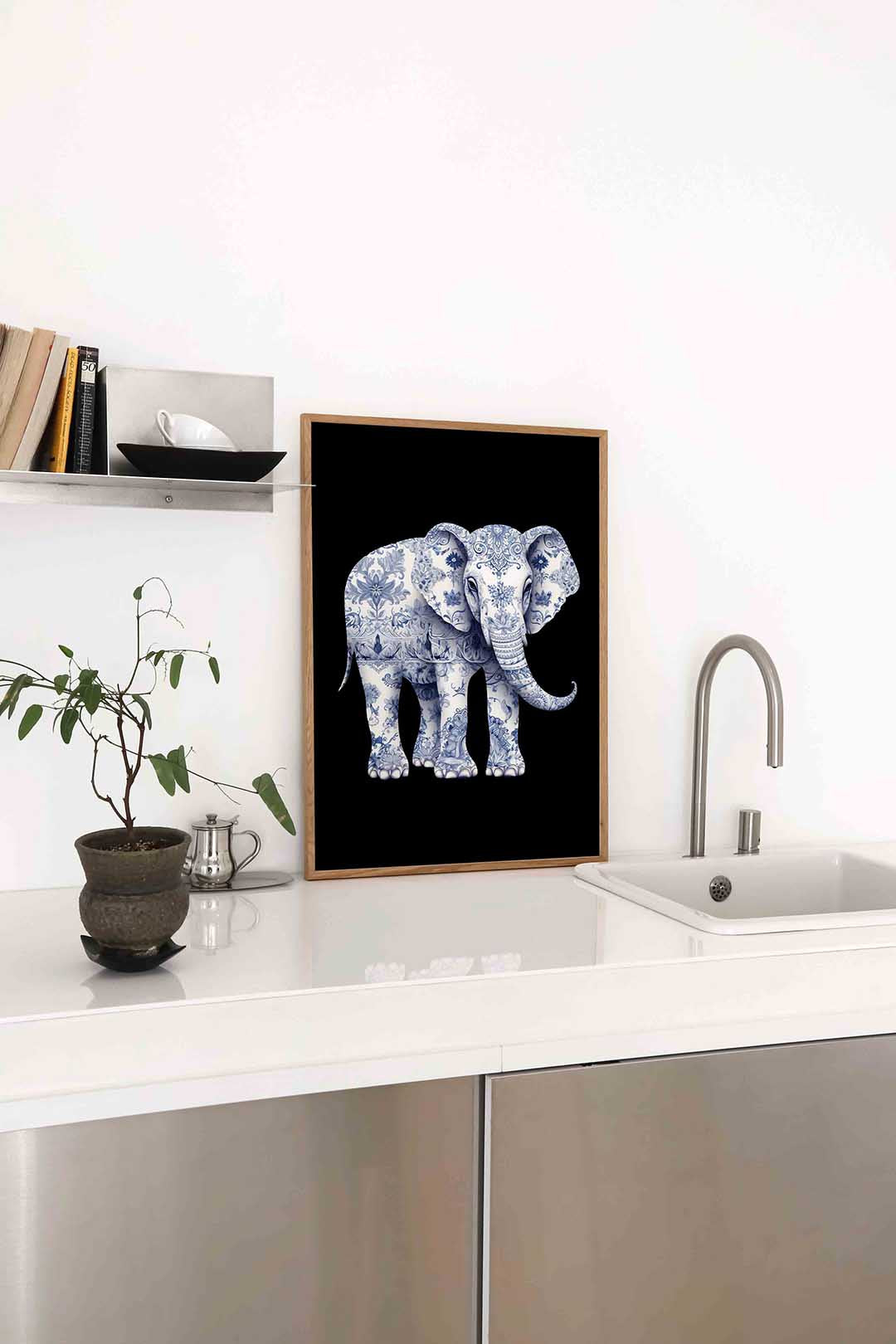 Olifant met bloemenpatroon Poster