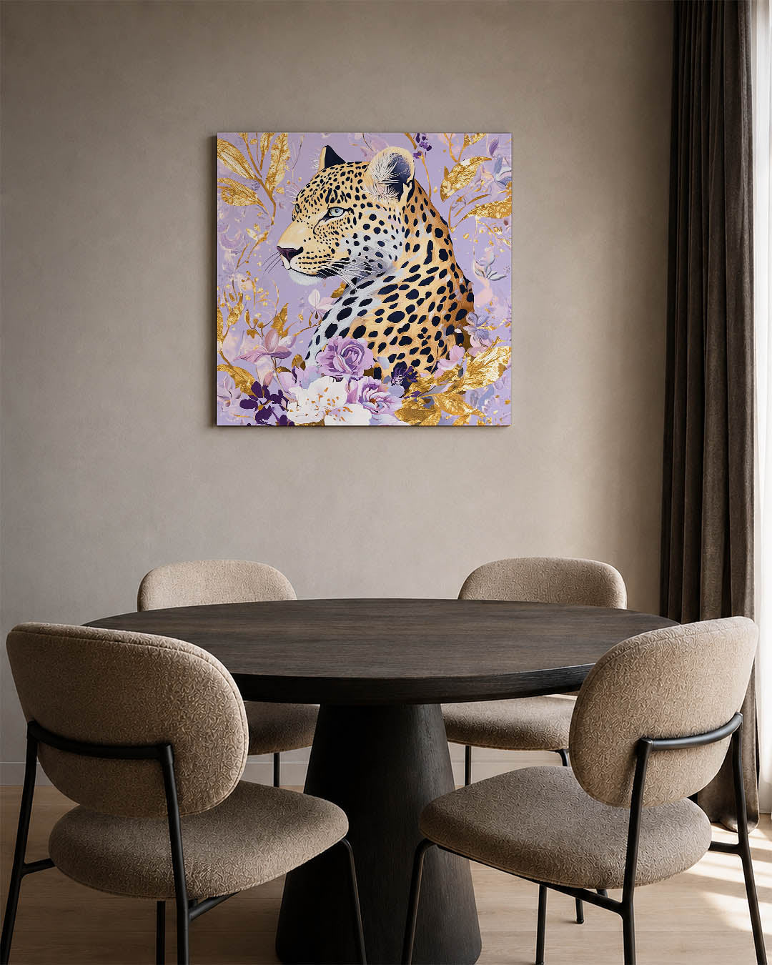 Luipaard met bloemen Kunstwerk