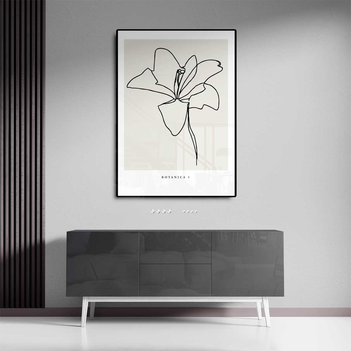 Elegante Bloemenlijntekening Kunstwerk-canvas-dibond-plexiglas-wanddecoratie-WallArtistic