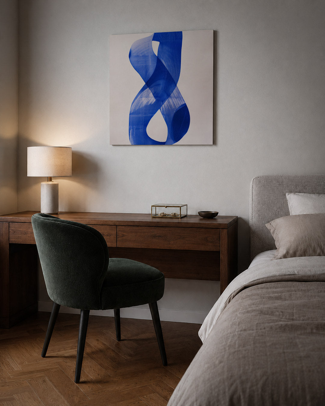 Dynamische blauwe vormen Kunstwerk