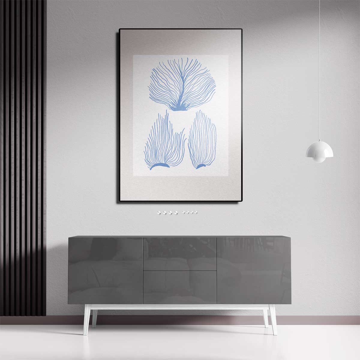 Blauwe Zeeplanten Illustratie Kunstwerk-canvas-dibond-plexiglas-wanddecoratie-WallArtistic