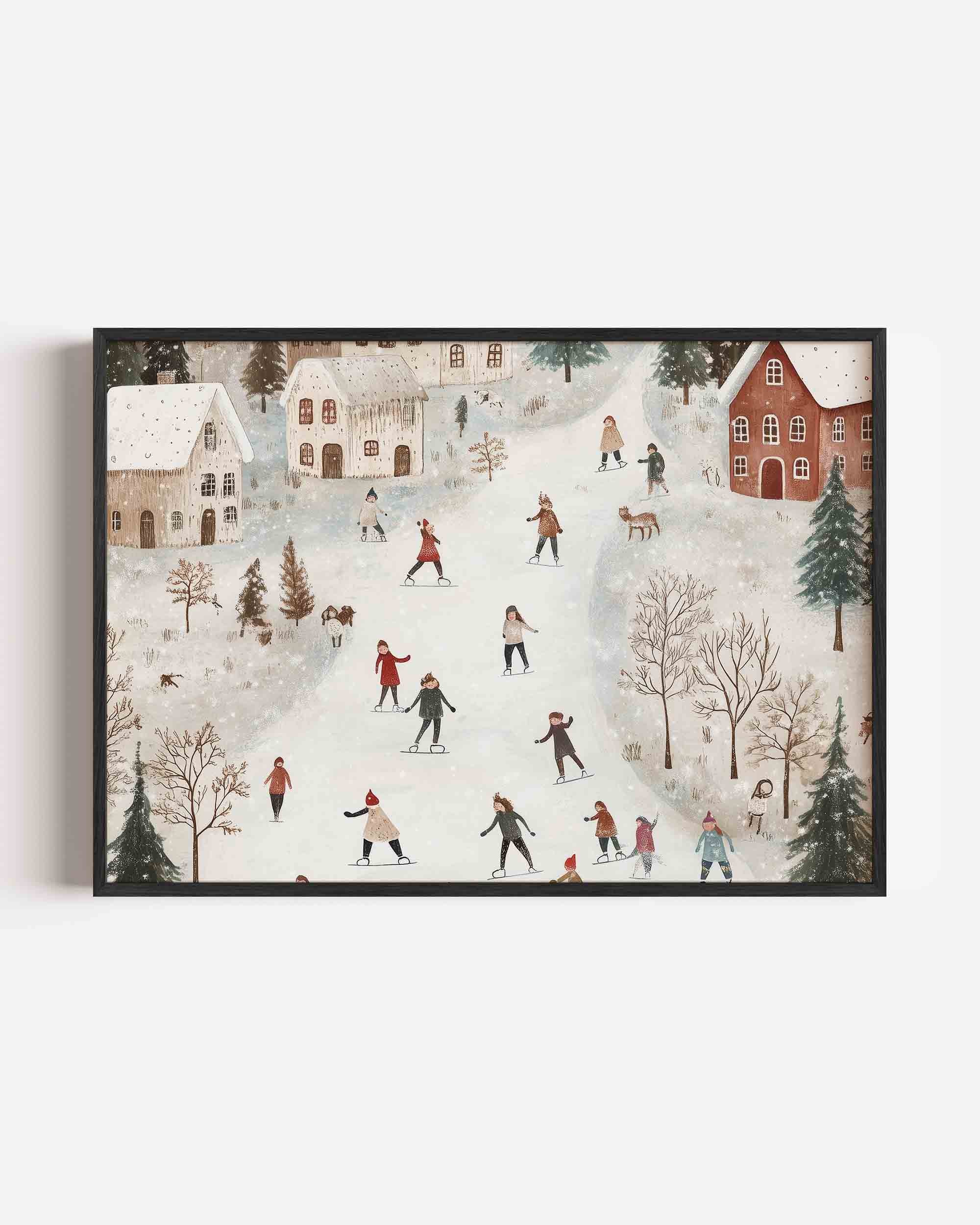 Winterse schaatstaferelen Poster