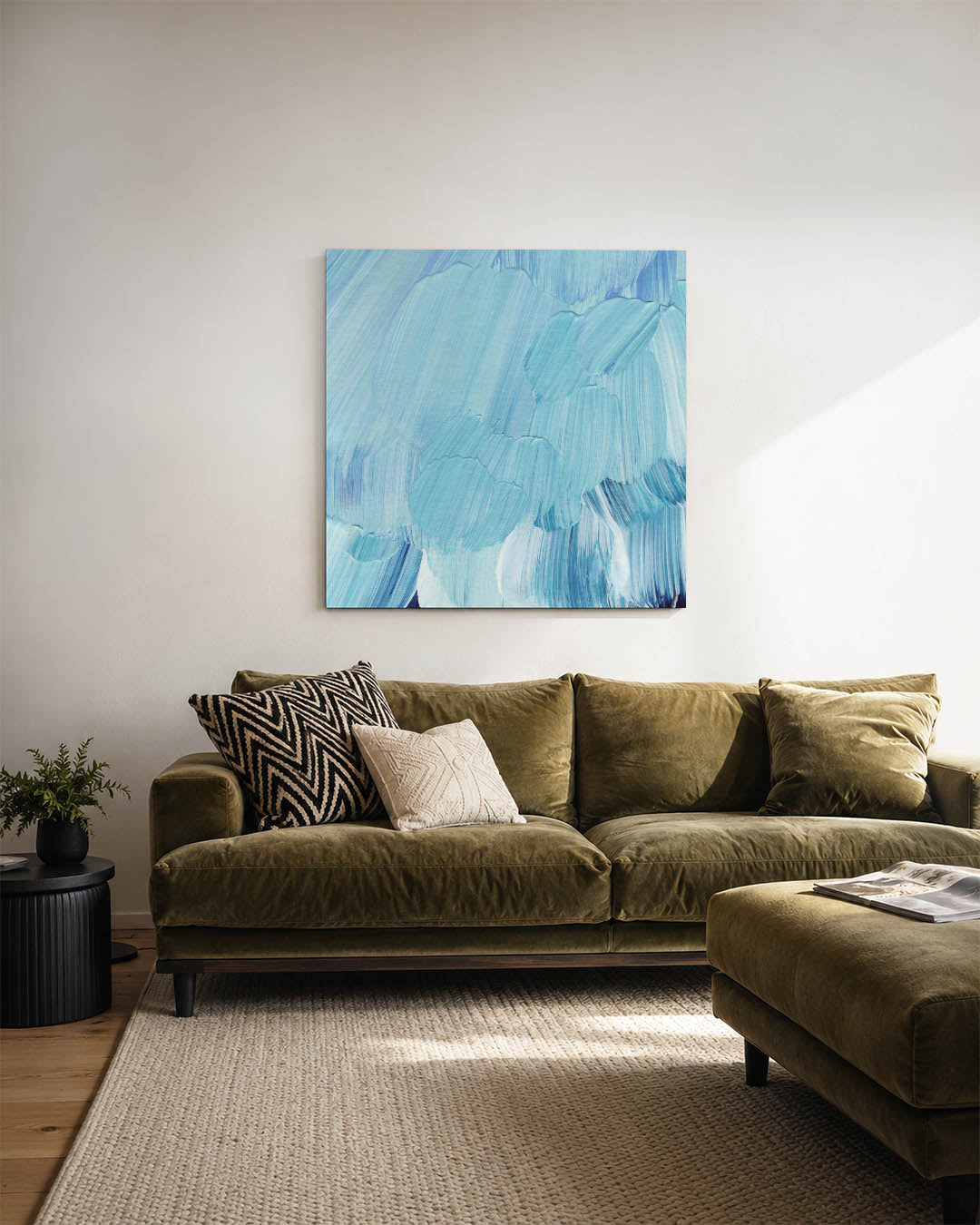 Vloeiende blauwe bewegingen Kunstwerk