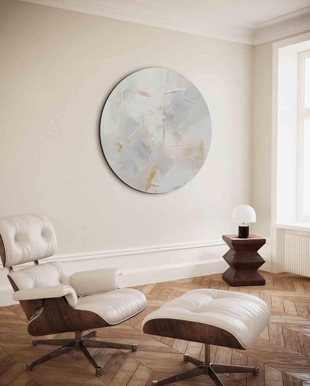 Abstracte beige en witte Muurcirkel