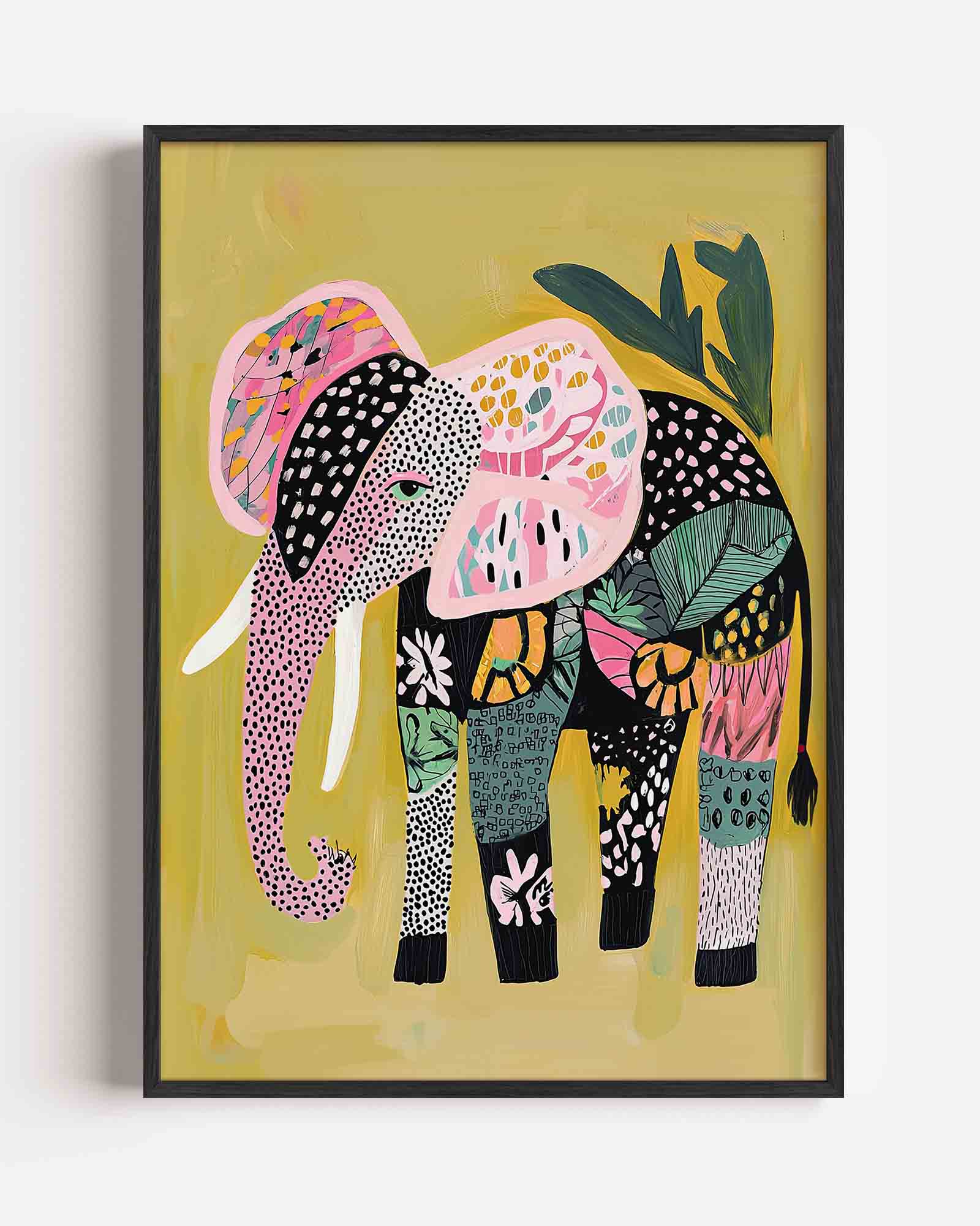 Olifant met kleurrijke patronen Poster