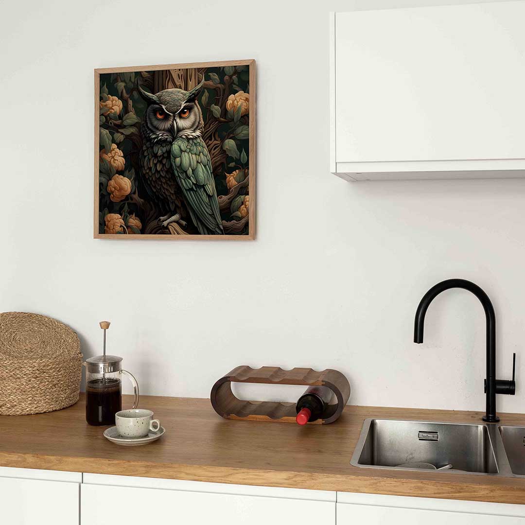 Uil en bloemen Poster
