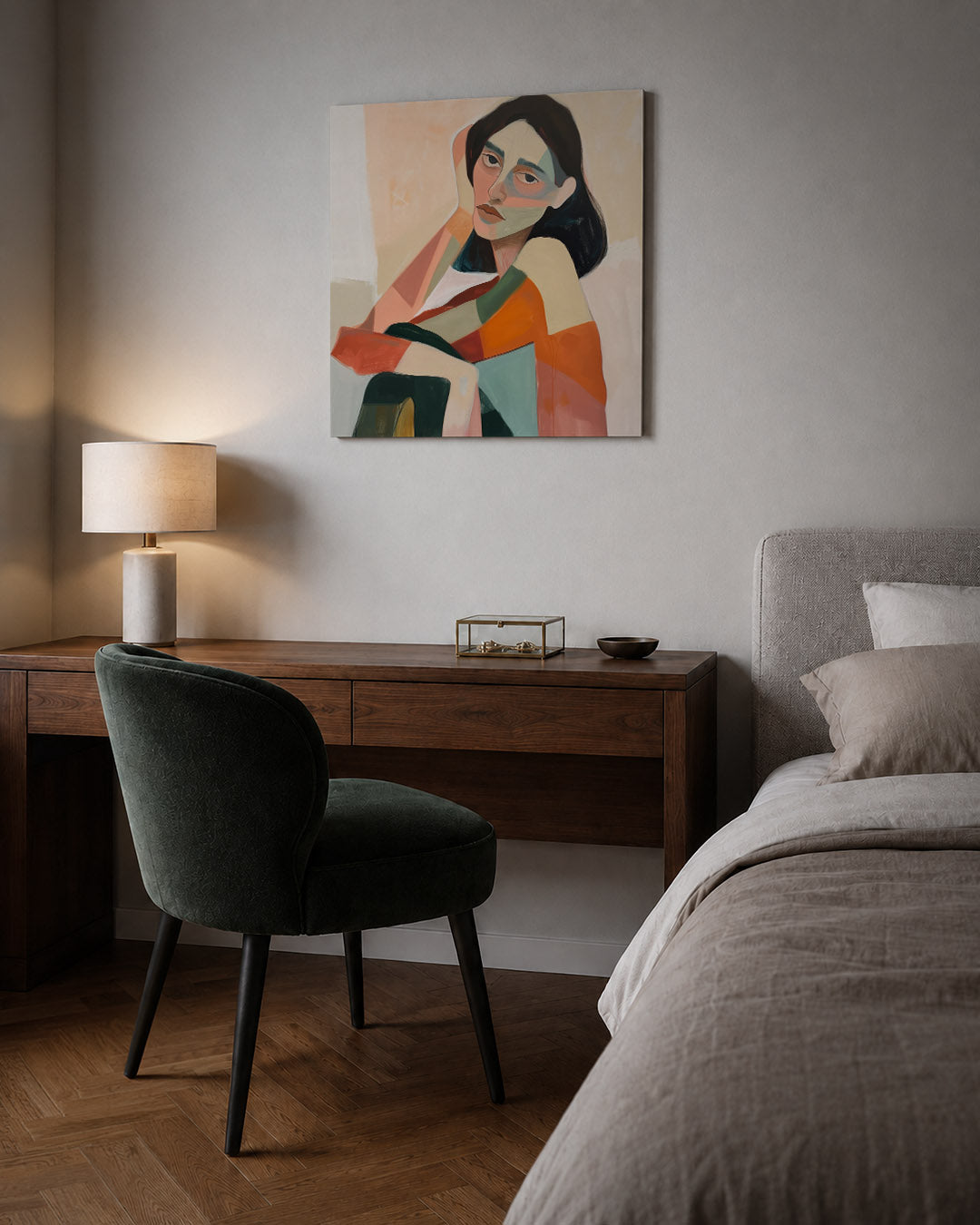 Vrouwelijk portret kleuren Kunstwerk