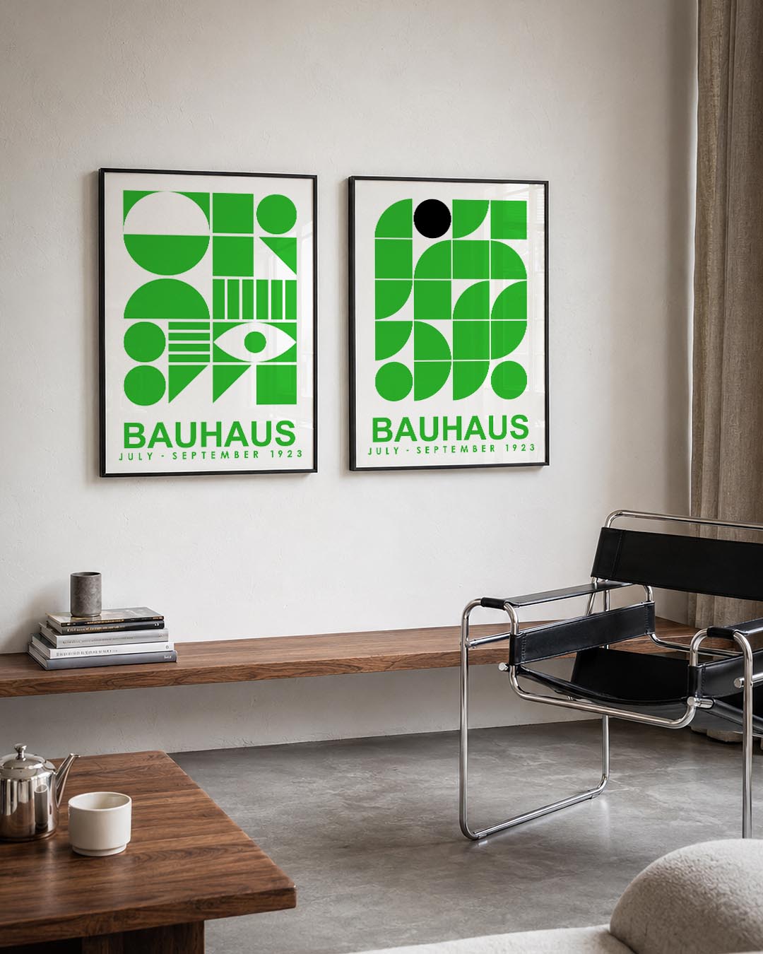 Groene vormencompositie Posterset