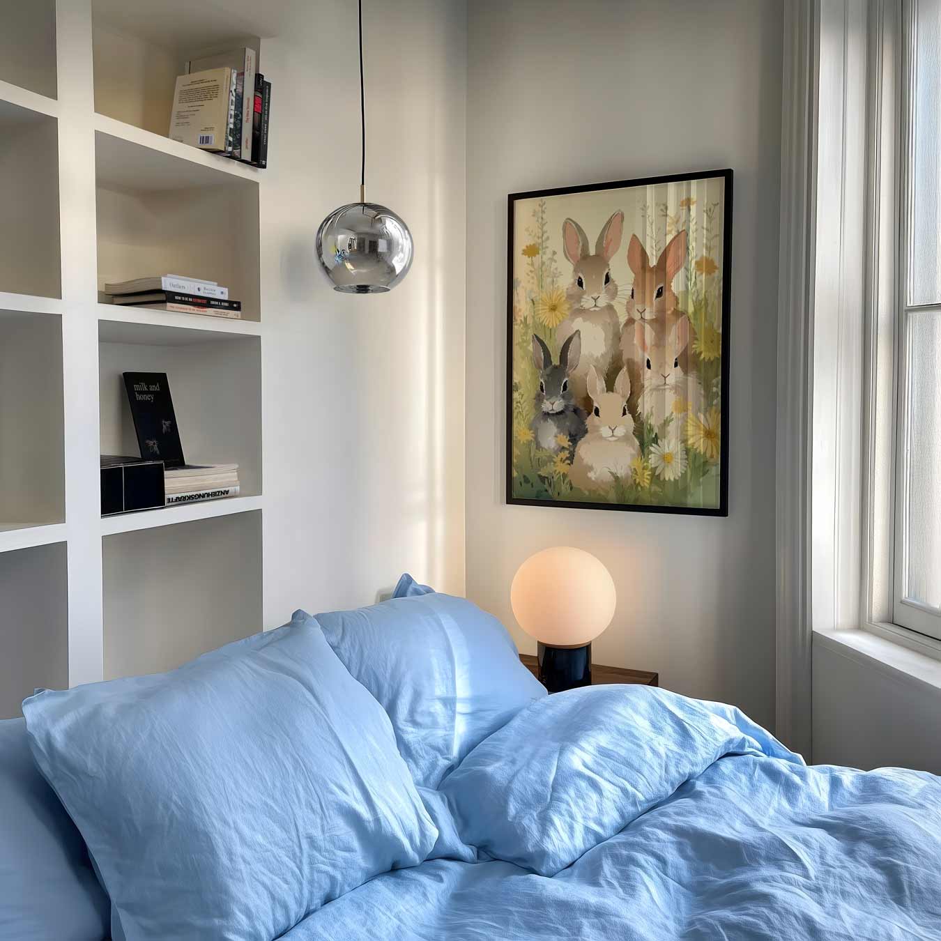 Vrolijke Konijntjes in Bloementuin Poster-WallArtistic