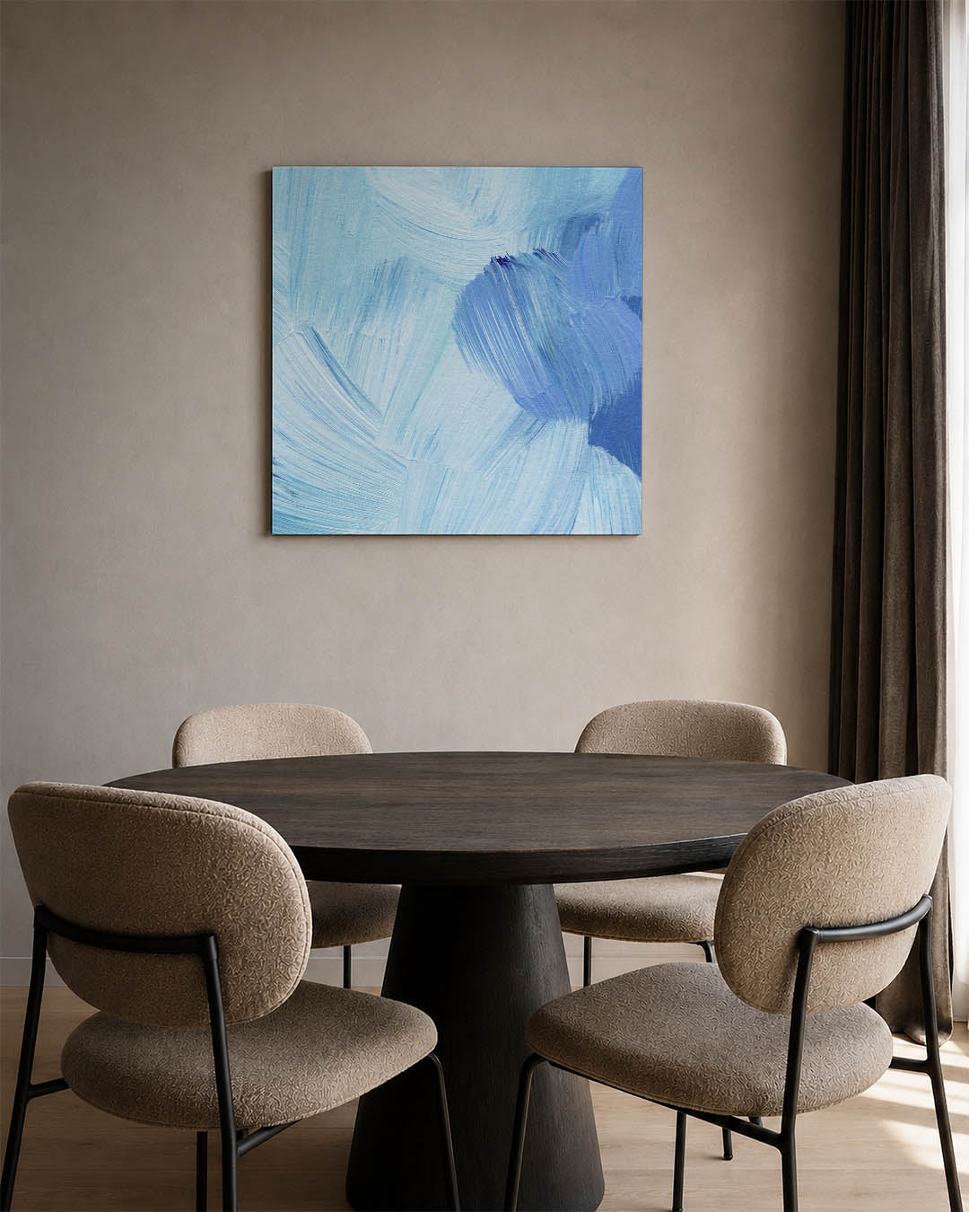Golvende blauwe streken Kunstwerk