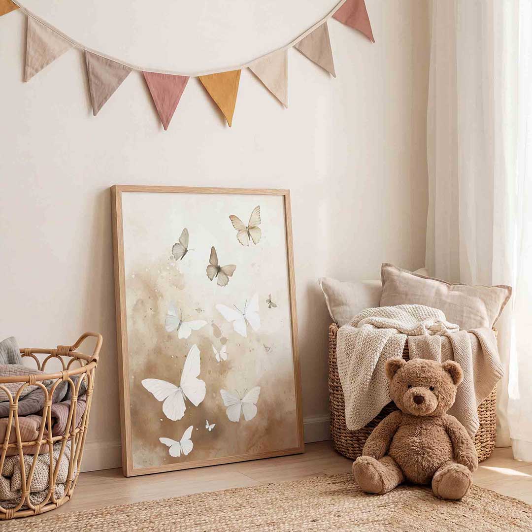 Vlinders in beige Poster