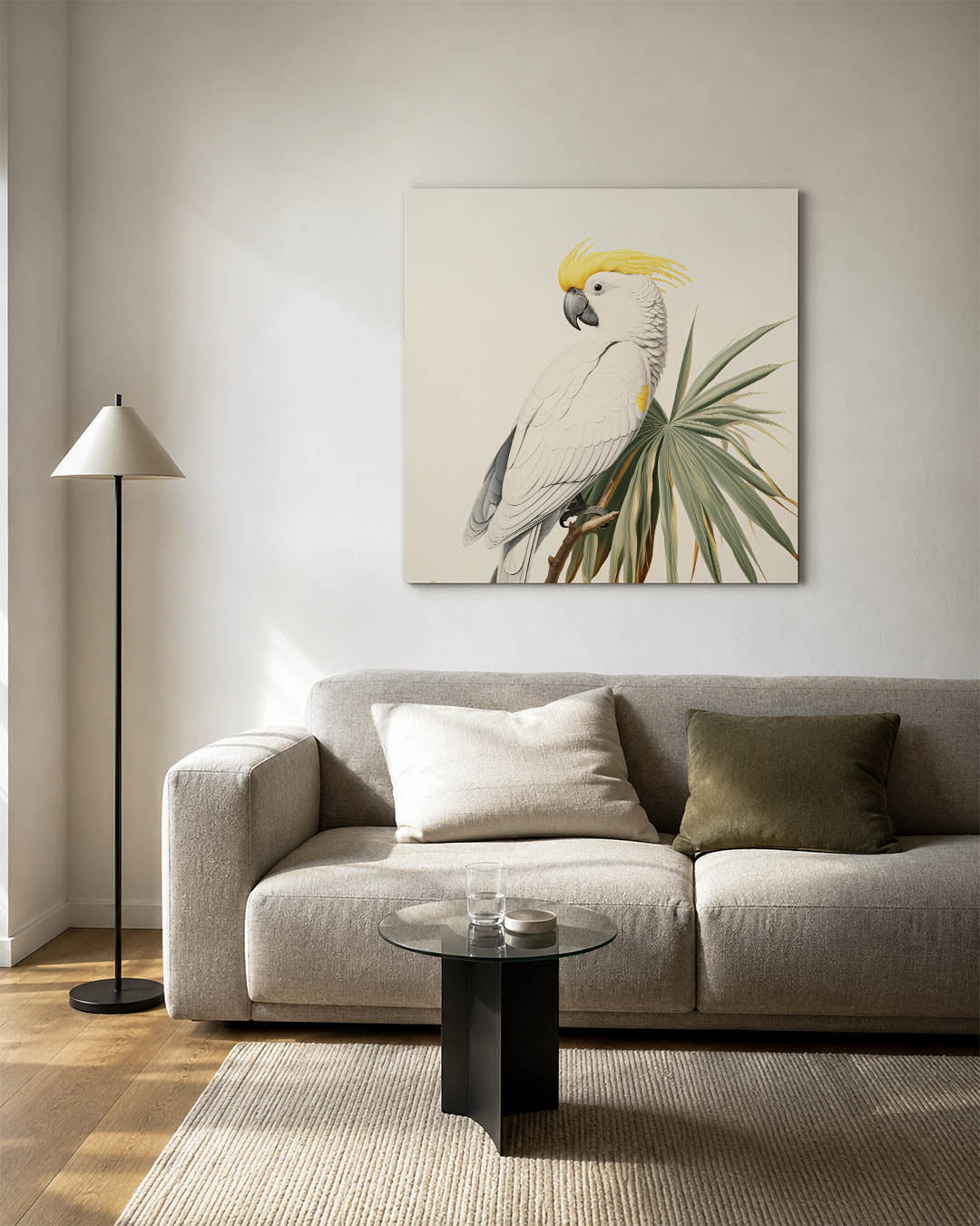 Papegaai en bladeren Kunstwerk