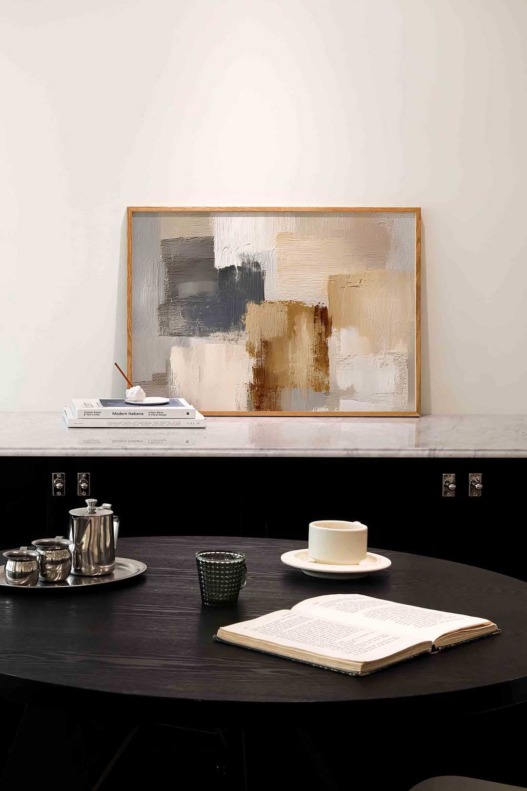 Abstracte beige en grijze vlakken Poster