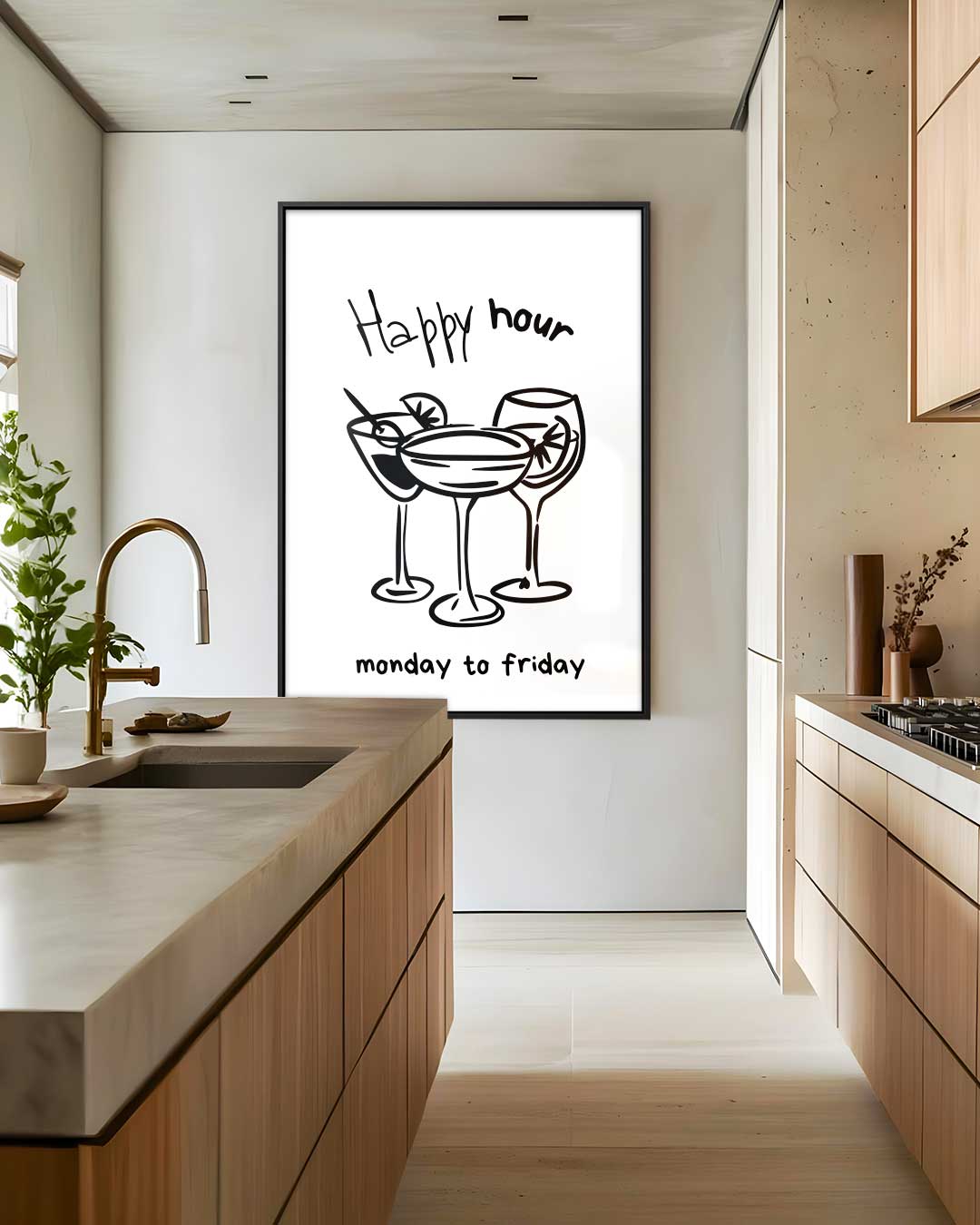 Happy Hour Illustratie Kunstwerk-canvas-dibond-plexiglas-wanddecoratie-WallArtistic