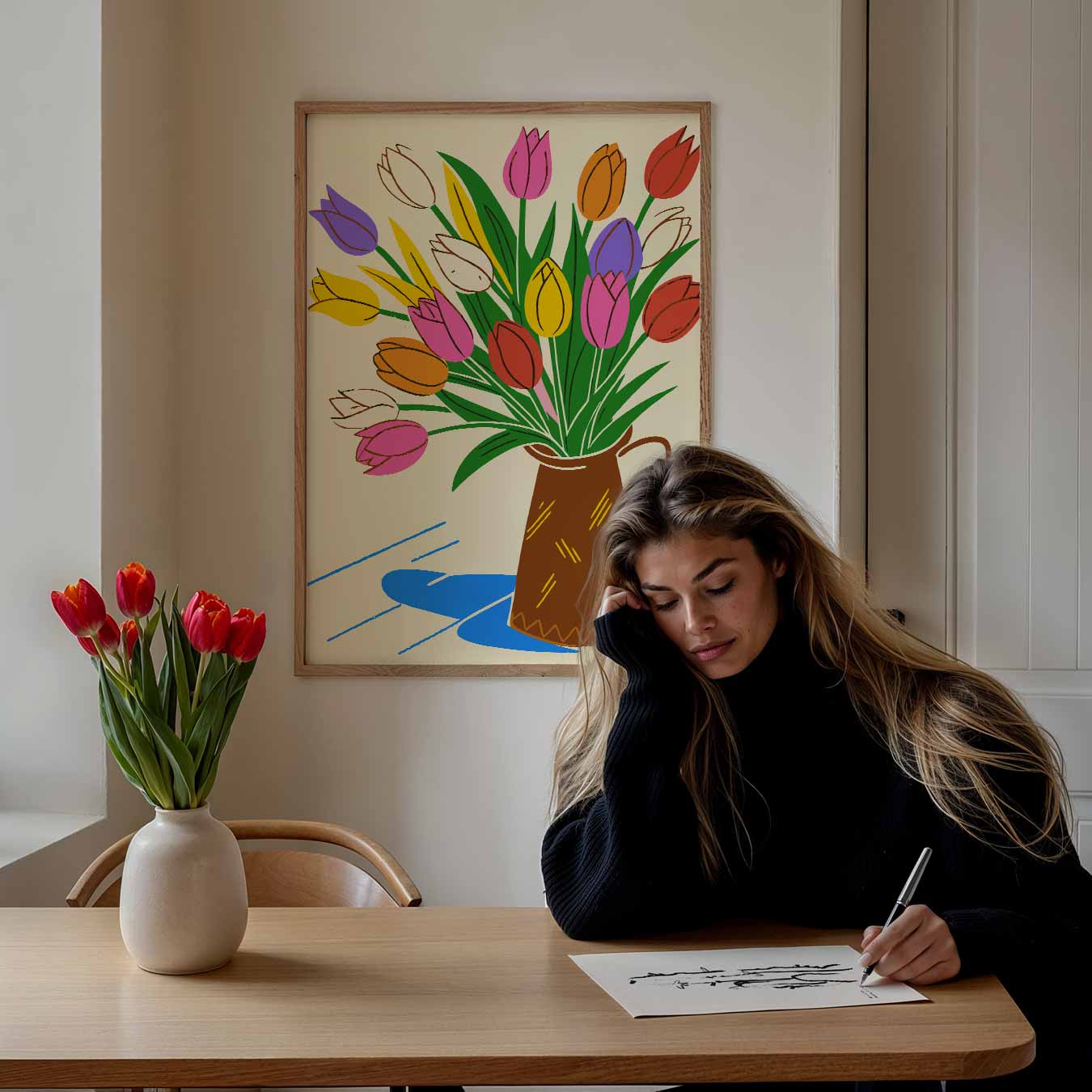 Vrolijke Tulpenposter-WallArtistic
