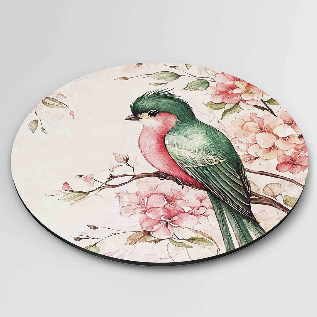Vogel en bloemen Muurcirkel