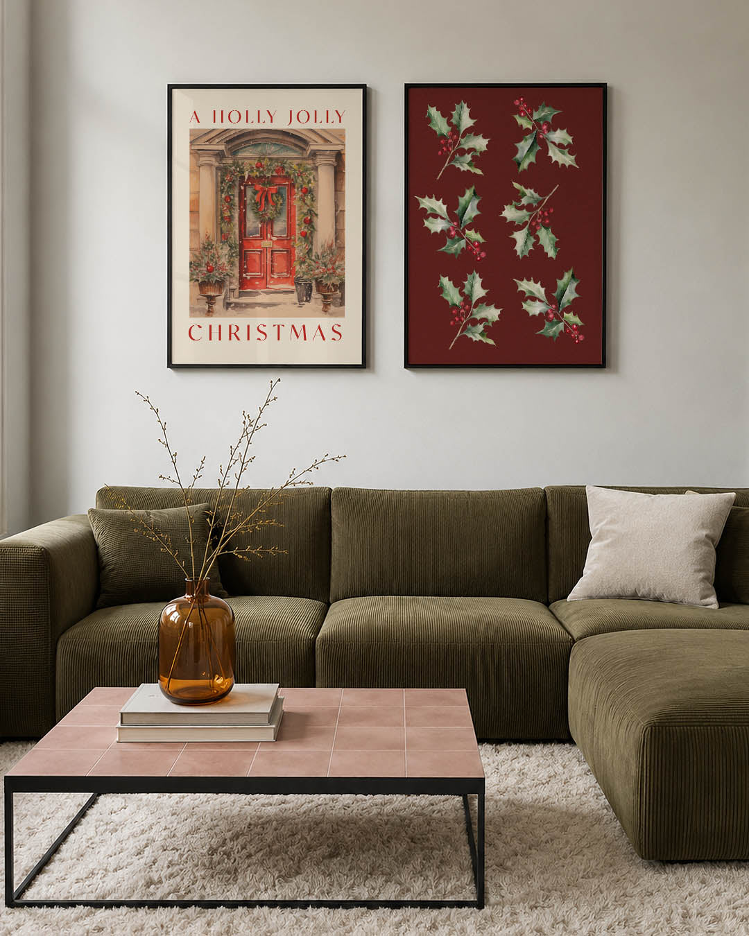 Kerstdeur en krans Posterset