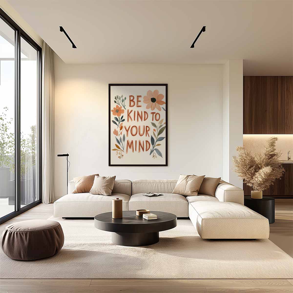 Be Kind to Your Mind Floral Print Kunstwerk-canvas-dibond-plexiglas-wanddecoratie-WallArtistic