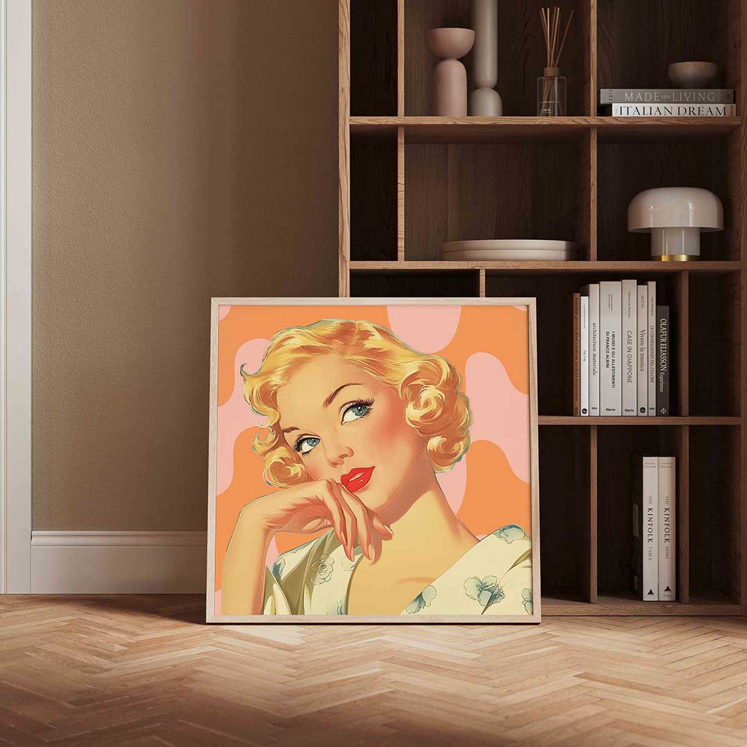 Blonde vrouw met golvend haar Poster