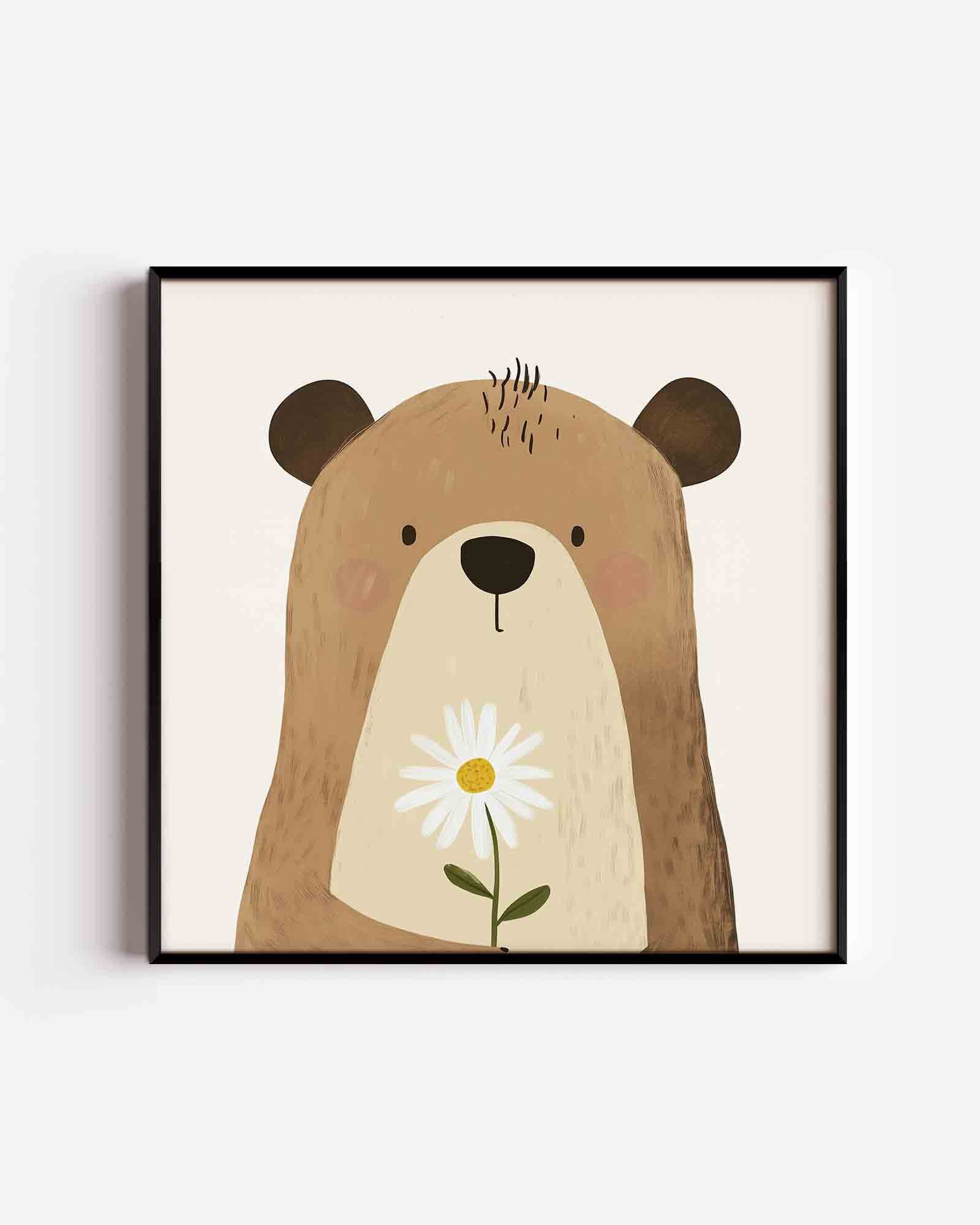 Beer met bloem Poster
