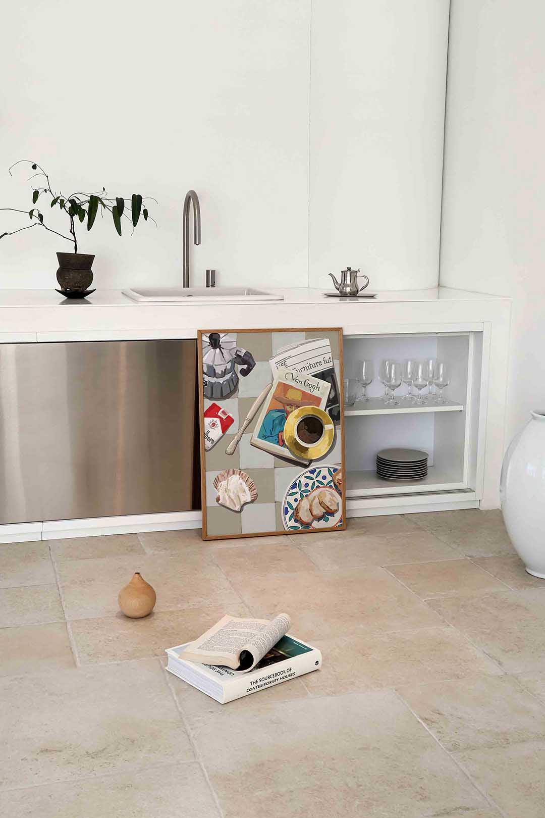Ontbijttafel met krant Poster