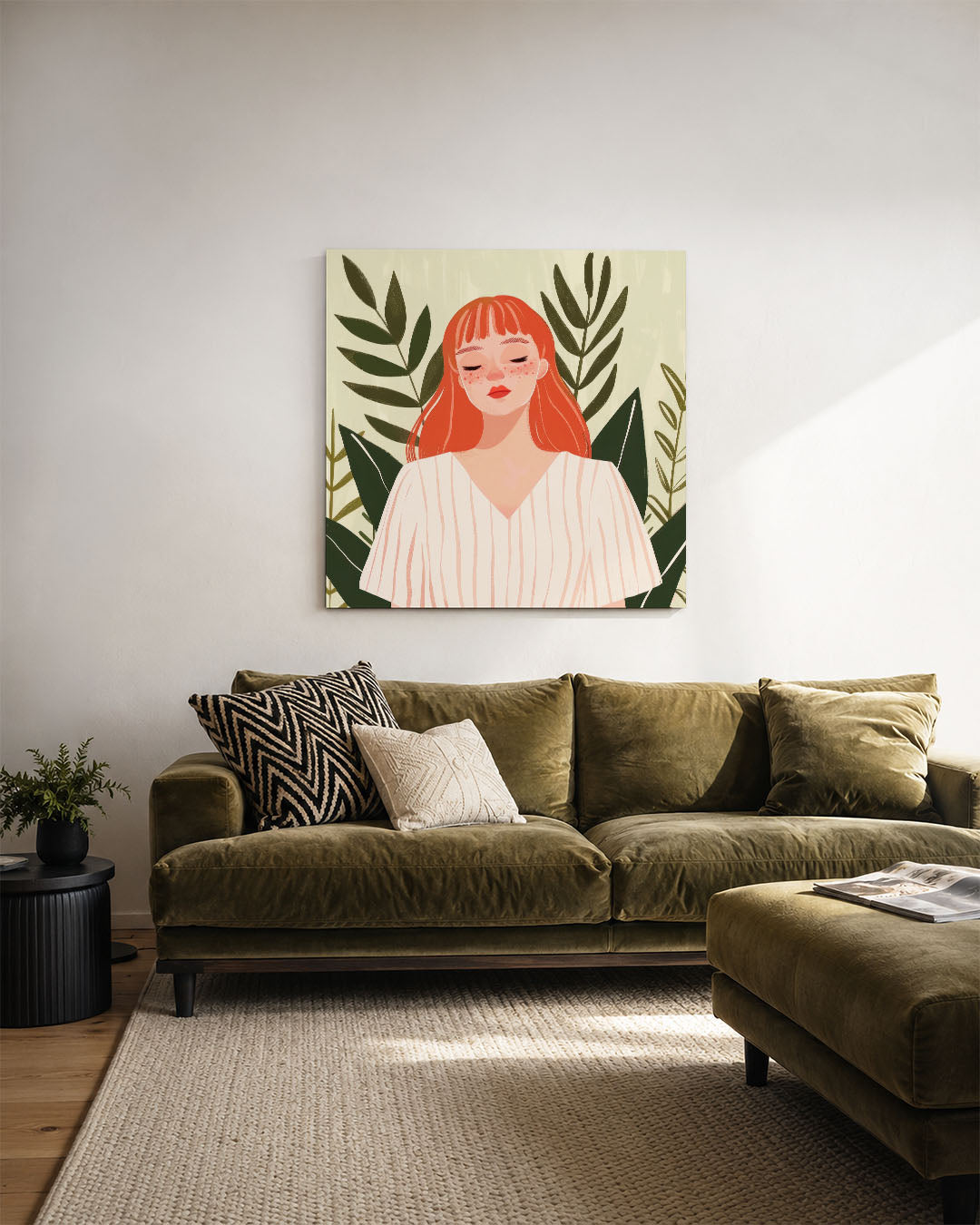 Vrouw met bladeren Kunstwerk
