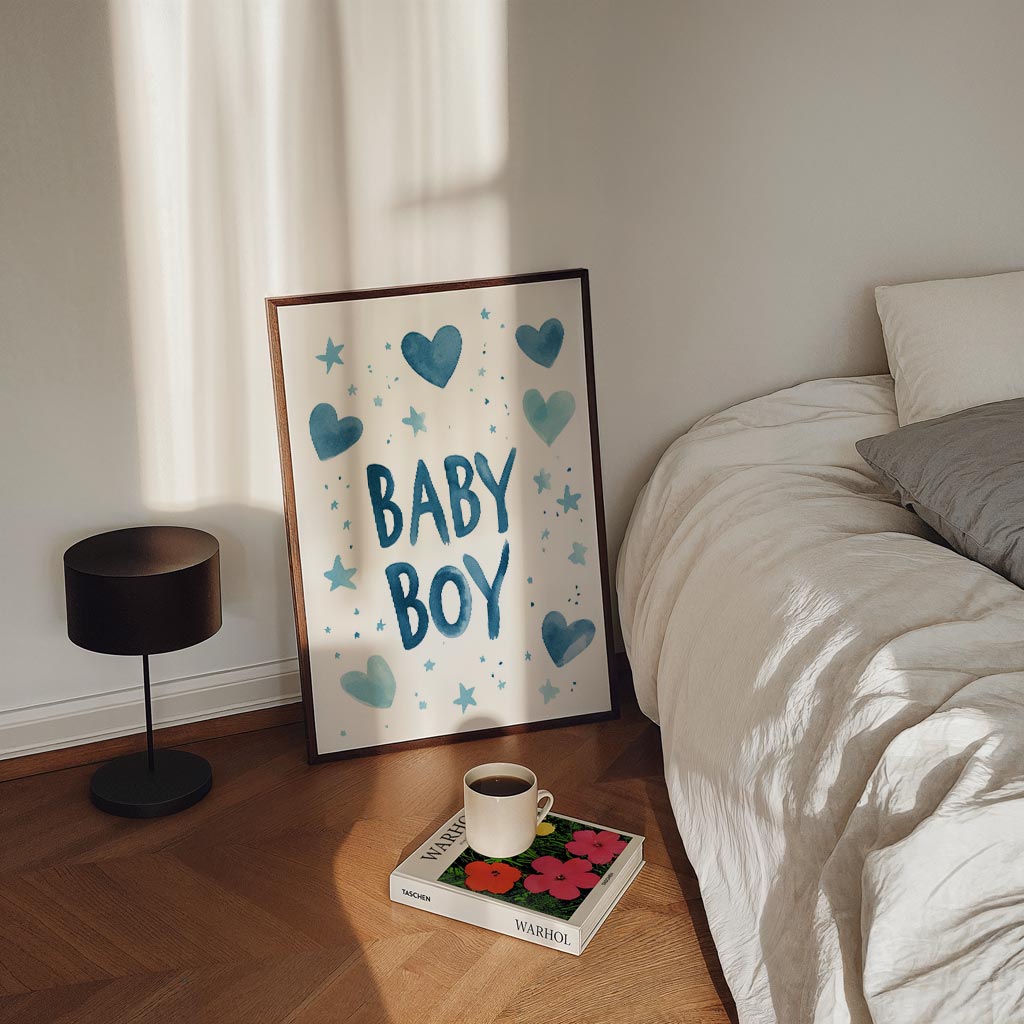 Liefdevolle Baby Jongen Poster-WallArtistic