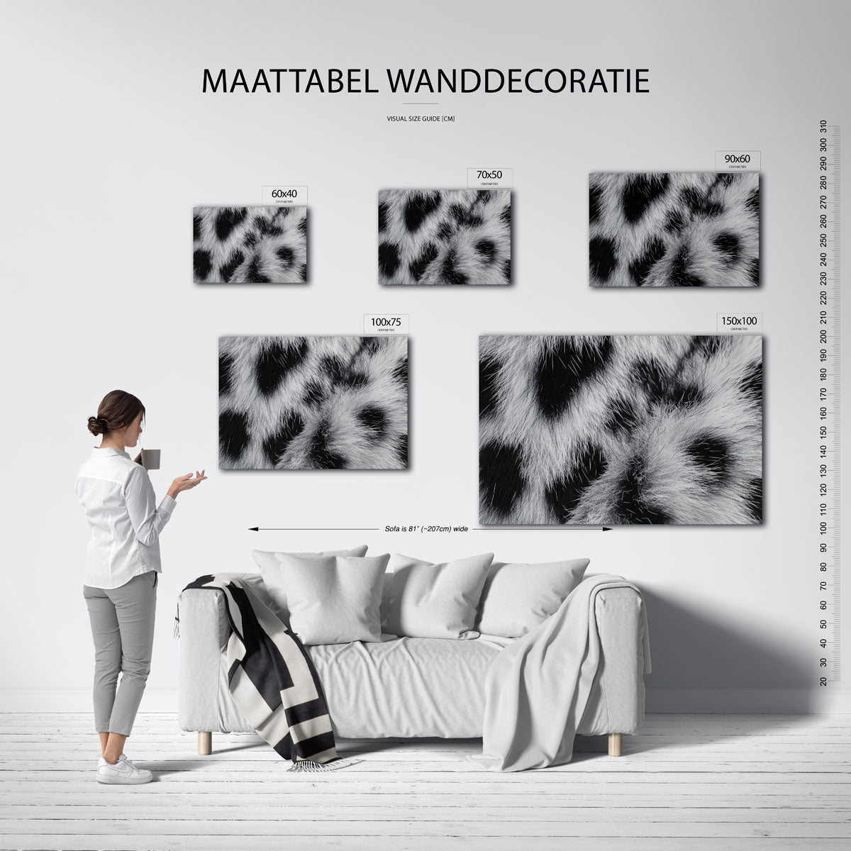 Zwart wit vachtpatroon Kunstwerk
